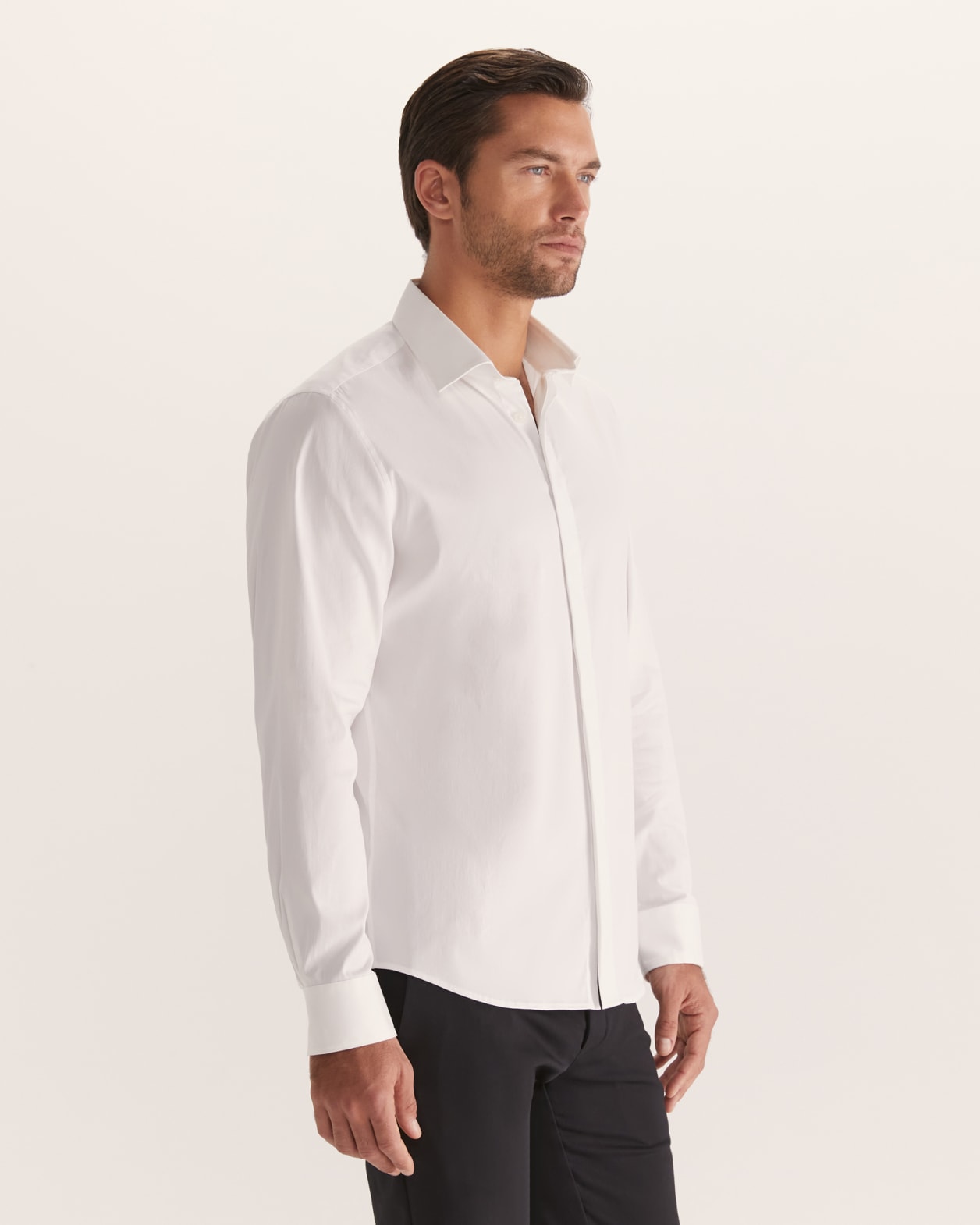 Stretch Poplin Shirt in WHITE