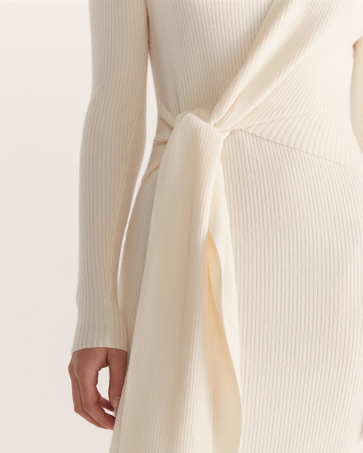 Elle Merino Wool Wrap Knit Dress in WINTER WHITE