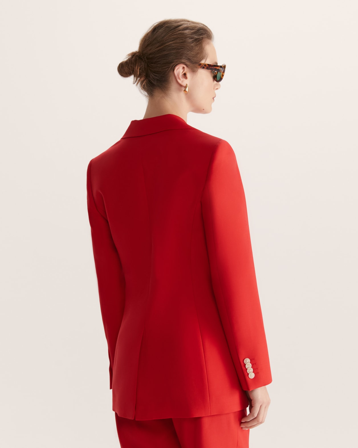 Celeste Wool Longline Blazer in RED