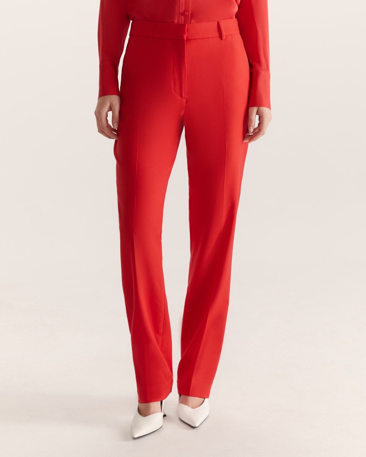 Celeste Wool Straight Suit Pant in RED