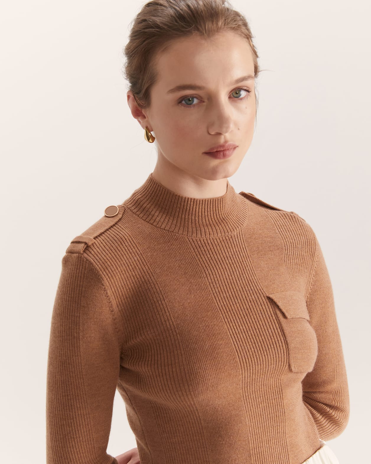 Ally Wool Pocket Knit in Camel SABA