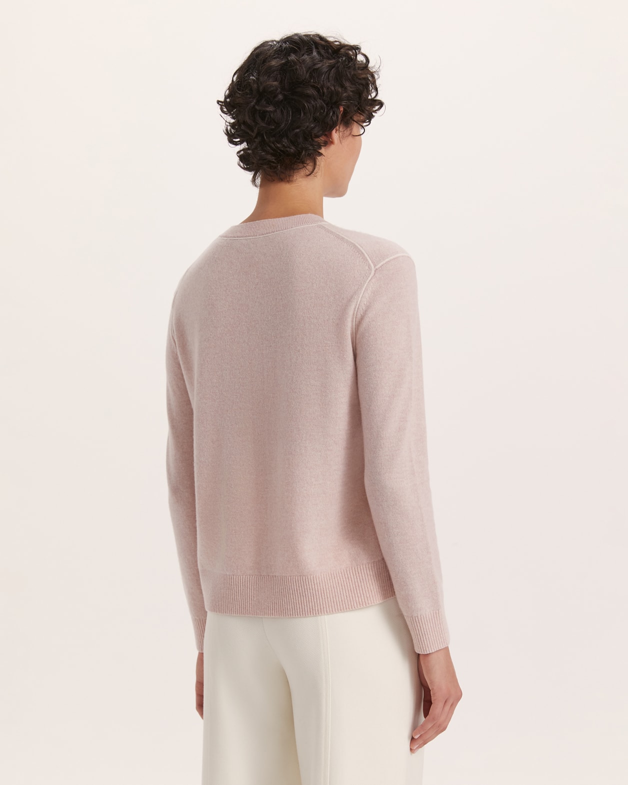 Nora Wool Cashmere Contrast Sweater in DUSTY ROSE