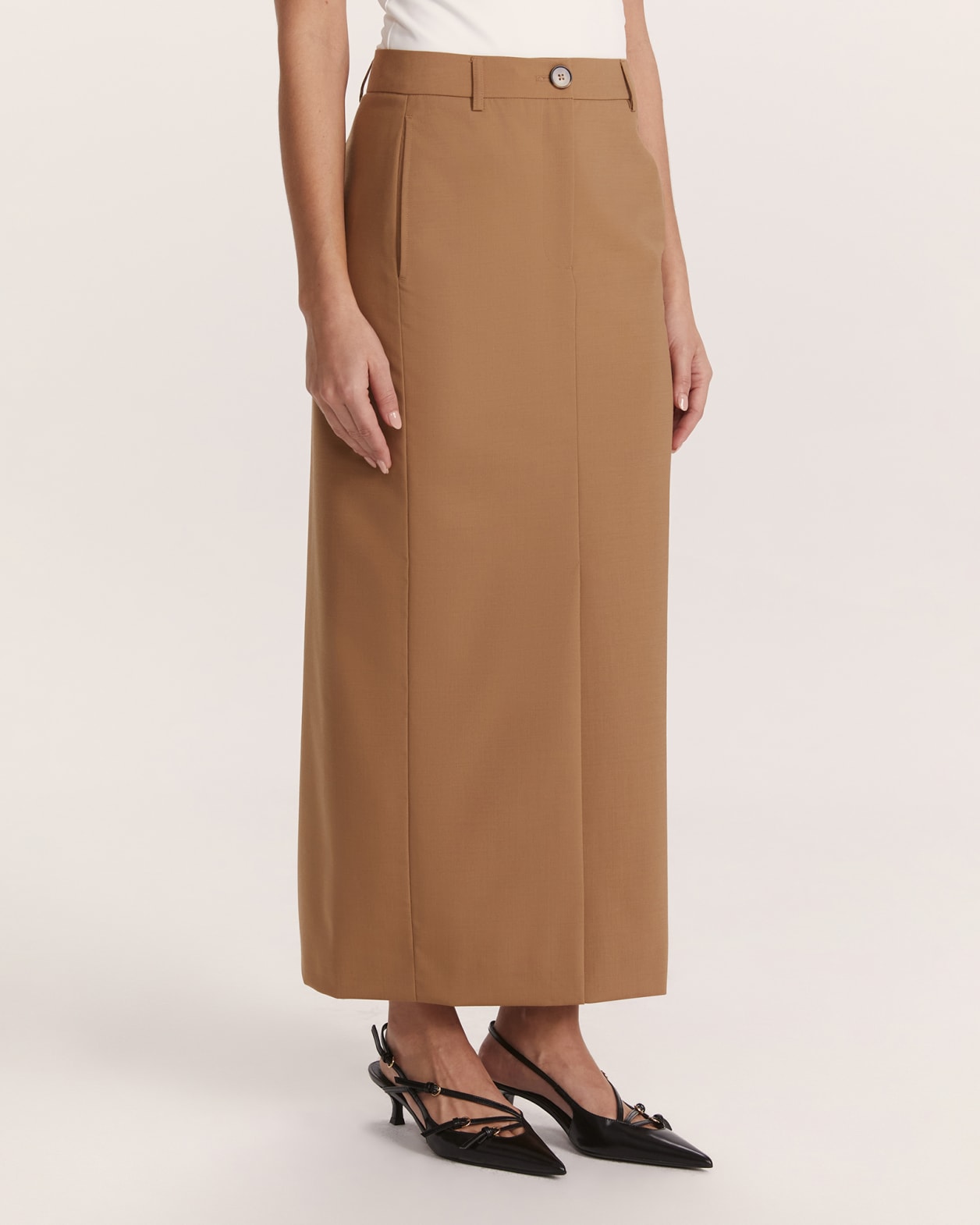 Tahnee Wool Blend Maxi Trouser Skirt in Camel SABA