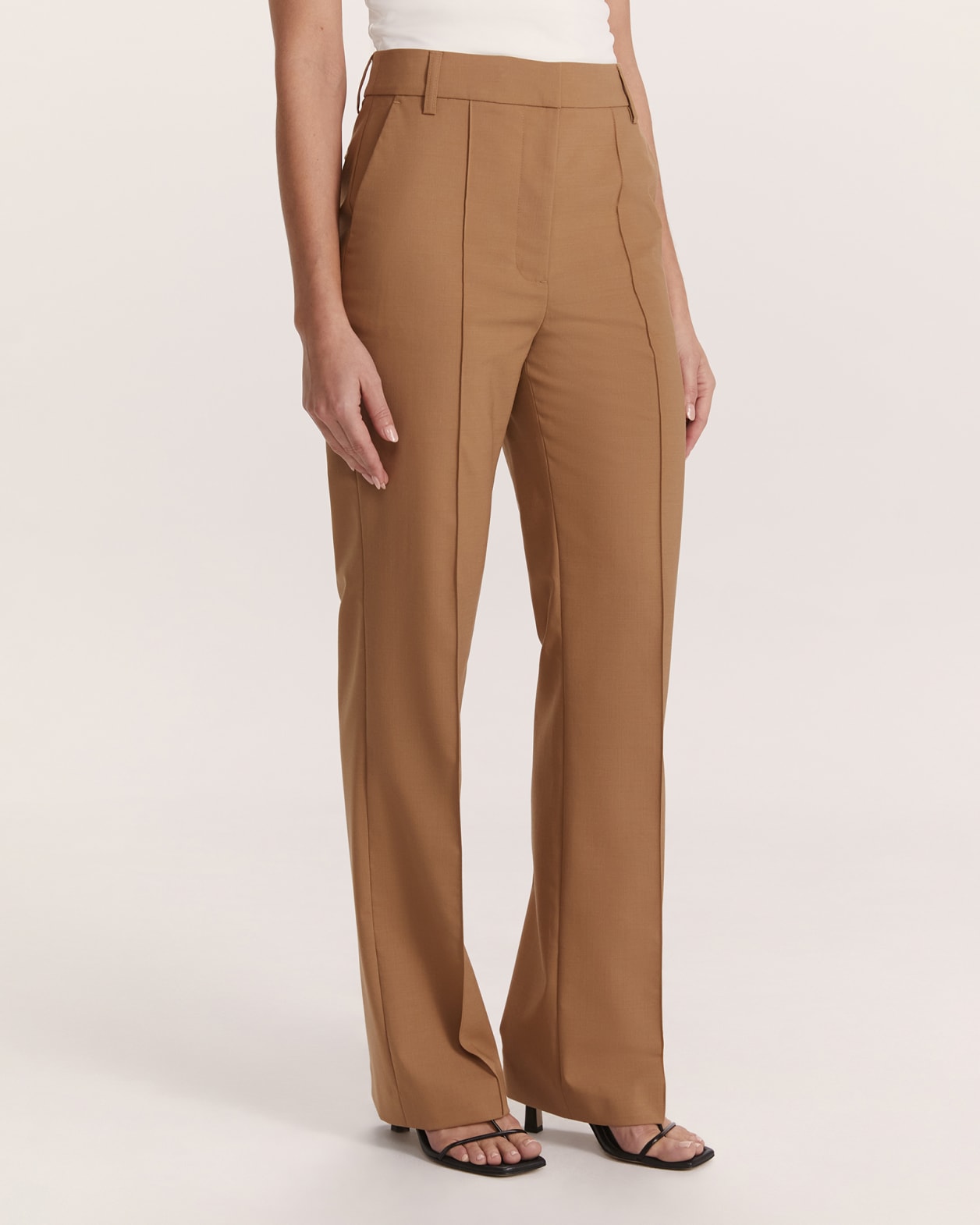 Tahnee Wool Blend Straight Leg Pant in CAMEL