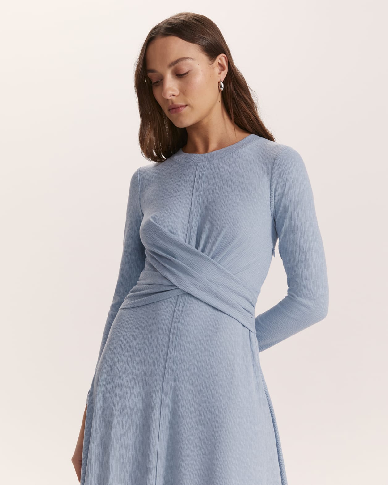 Xanthe Long Sleeve Twist Front Dress in Denim Blue SABA