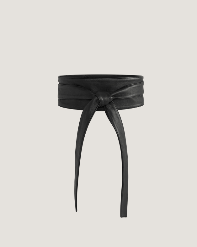 Black wrap belt top