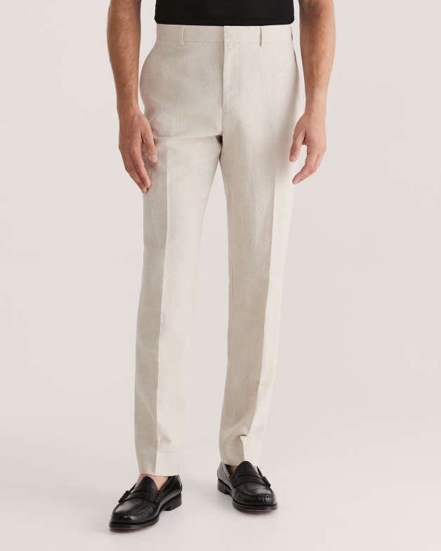 White  Linen Slim Leg Cropped Trouser  Pure Collection