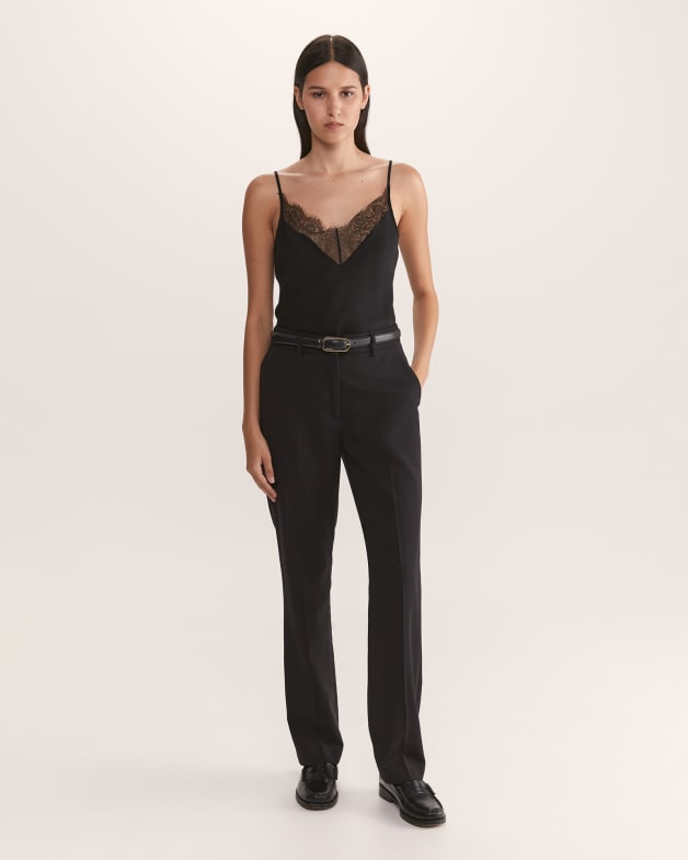 Women's Lace-Trimmed pants in Wool and Silk