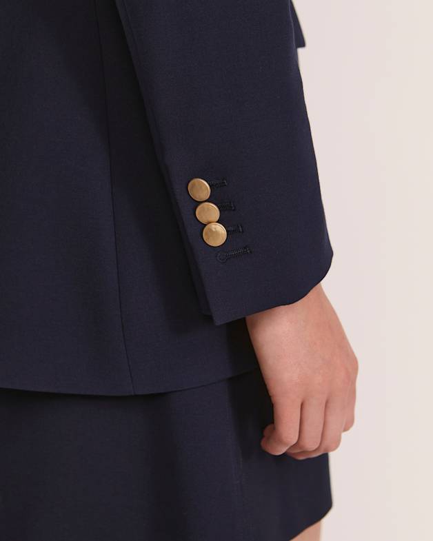 Navy blue double breasted blazer with gold buttons online