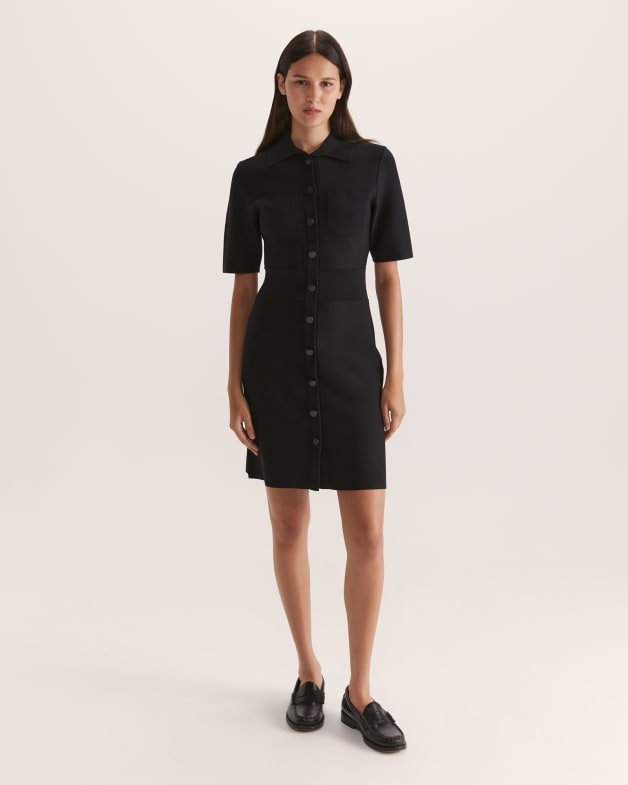 Black button hotsell up dress