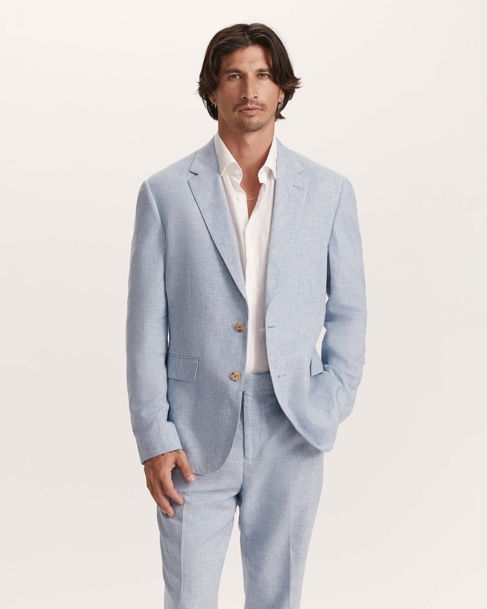 Duke Linen Blend Item Jacket in Blue - SABA Duke Linen Blend Item Jacket in Blue - SABA