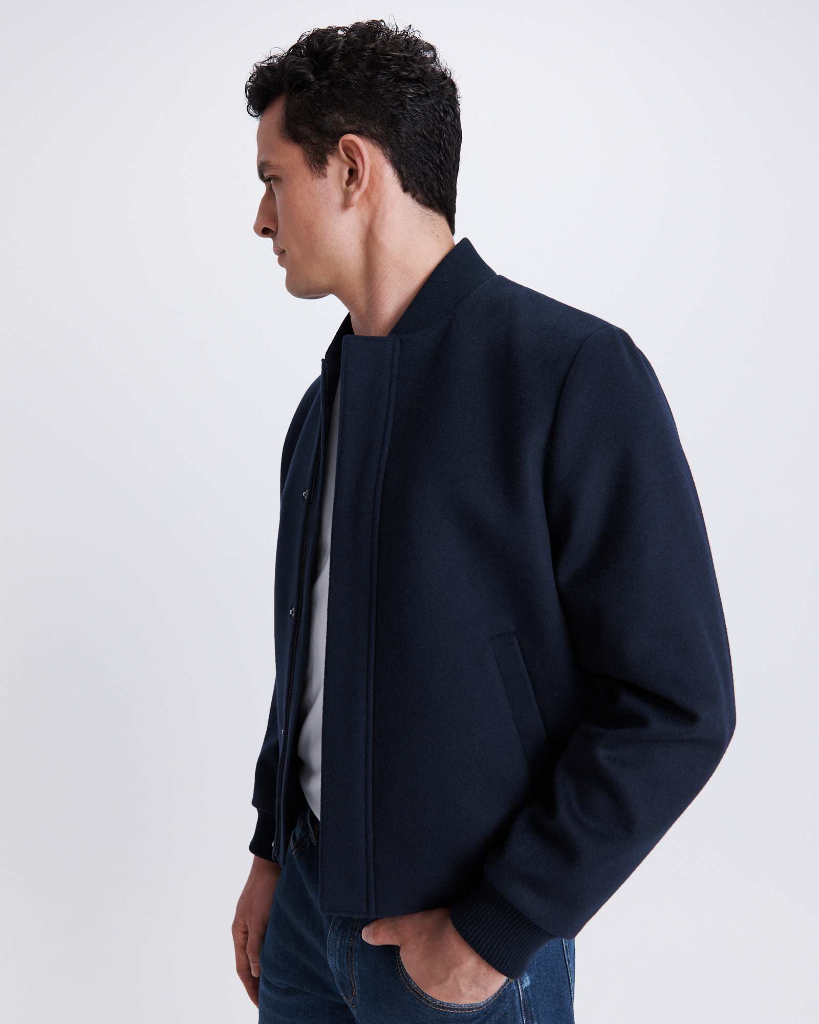 ジャケット・アウター Blue Blue A-2 short wool bomber jacket Frank Wool Bomber in Navy - SABA