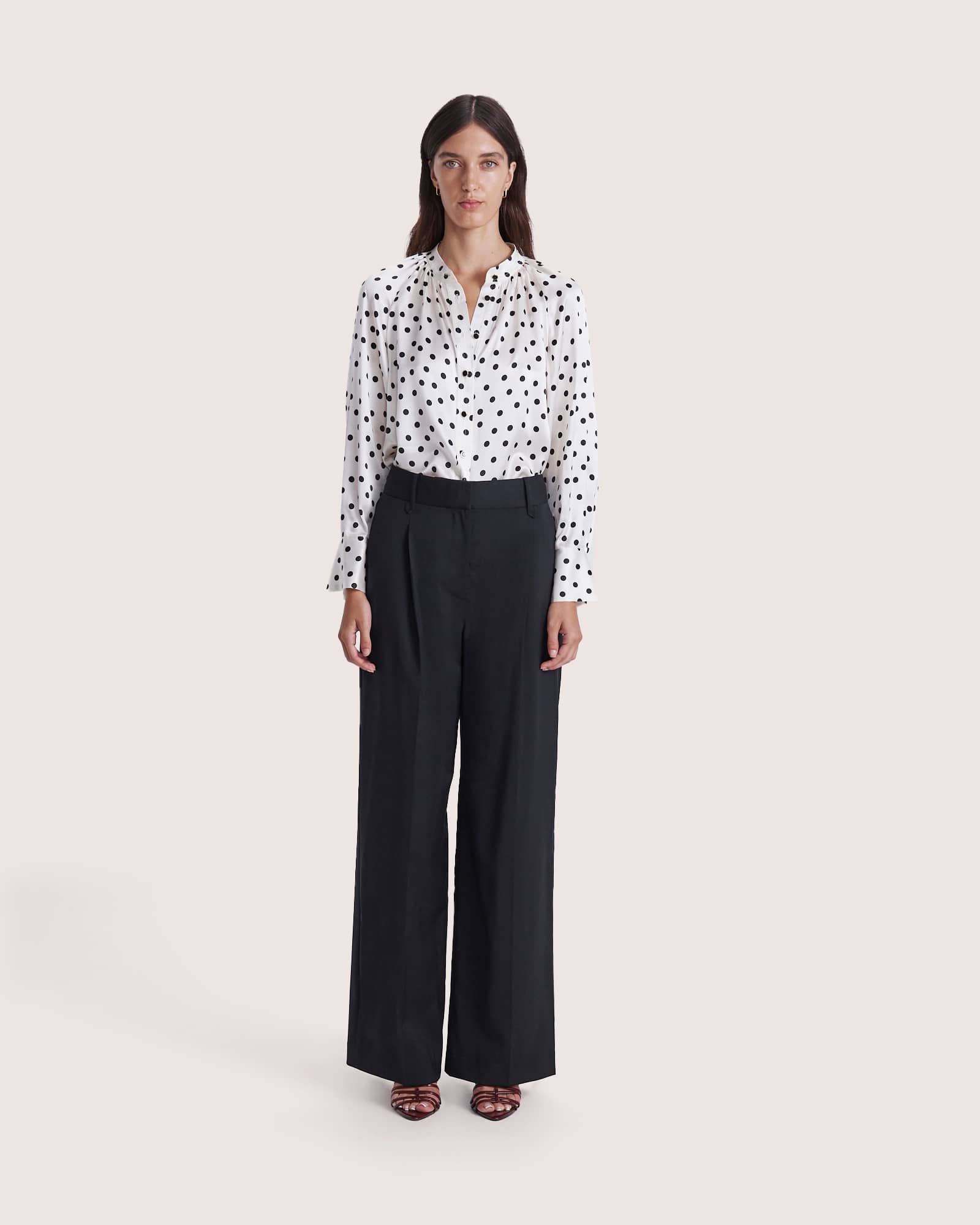パンツ SEE SEE WOOL WIDE SLACKS BLACK L Theory Stretch Wool Straight Full-Length Trousers | Saks