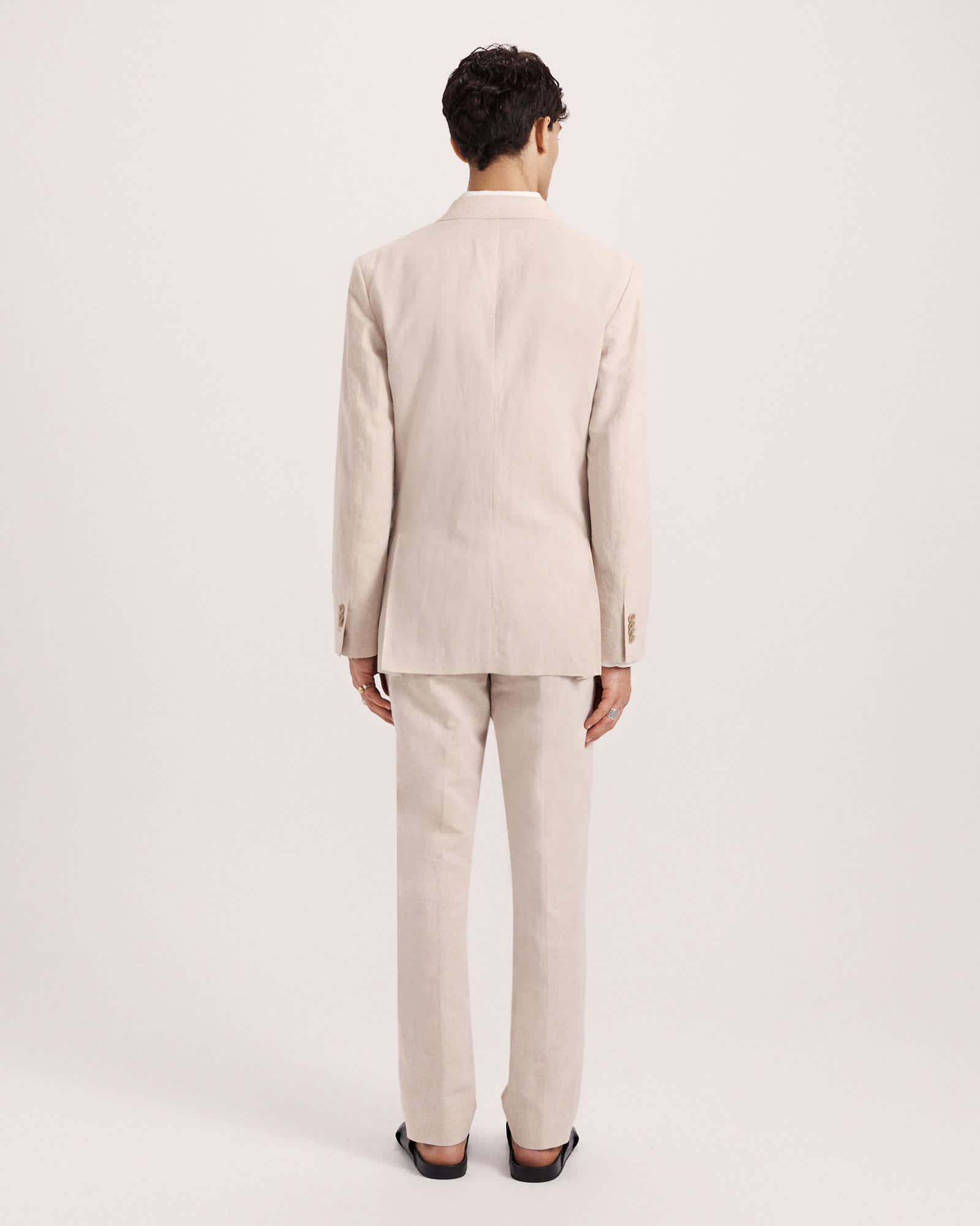 ★OSTKAKA★ Scrib Linen Tailored Jacket Oatmeal Tailored Fit Oatmeal Linen Jacket | Buy Online at Moss