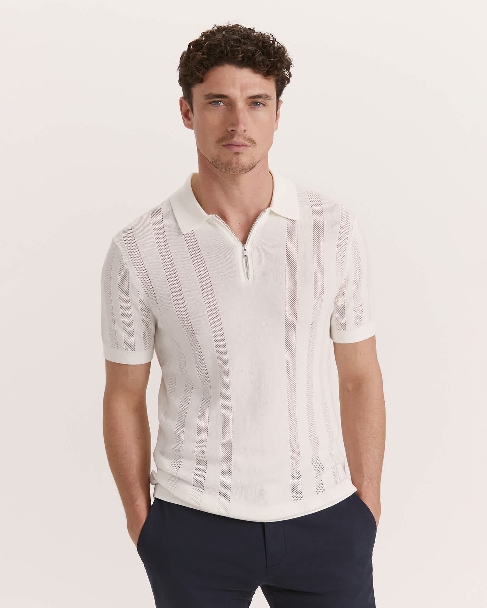Evans Cotton Textured Knit Polo