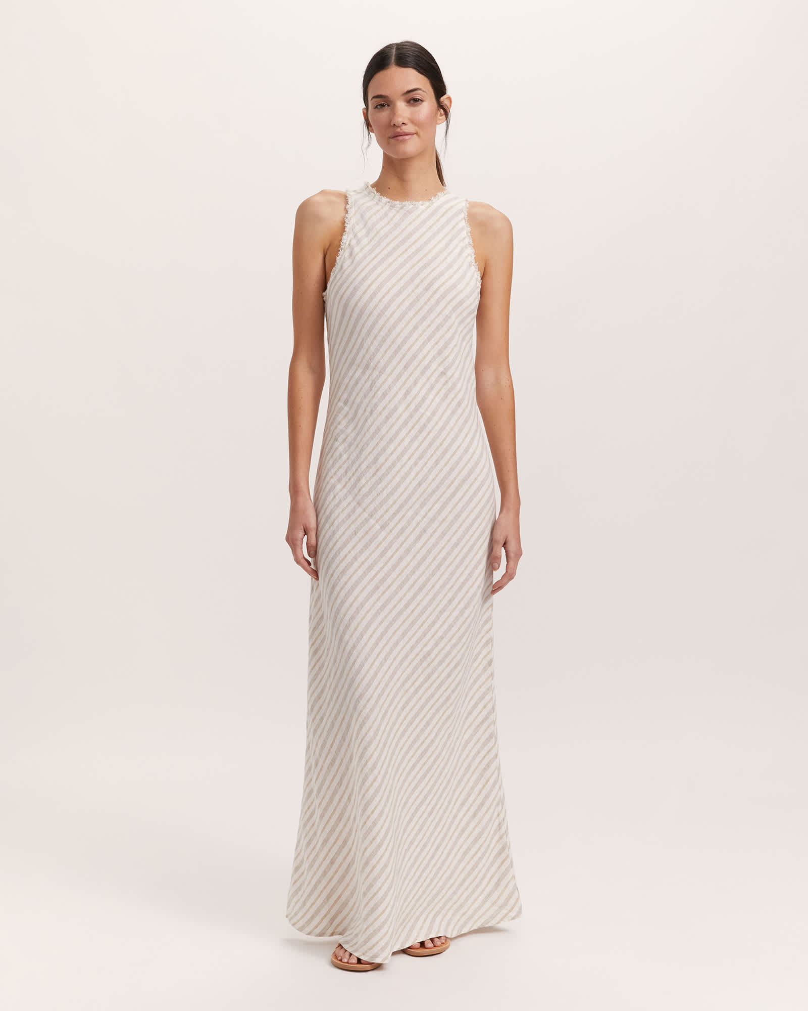 Lila Linen Stripe Midi Dress