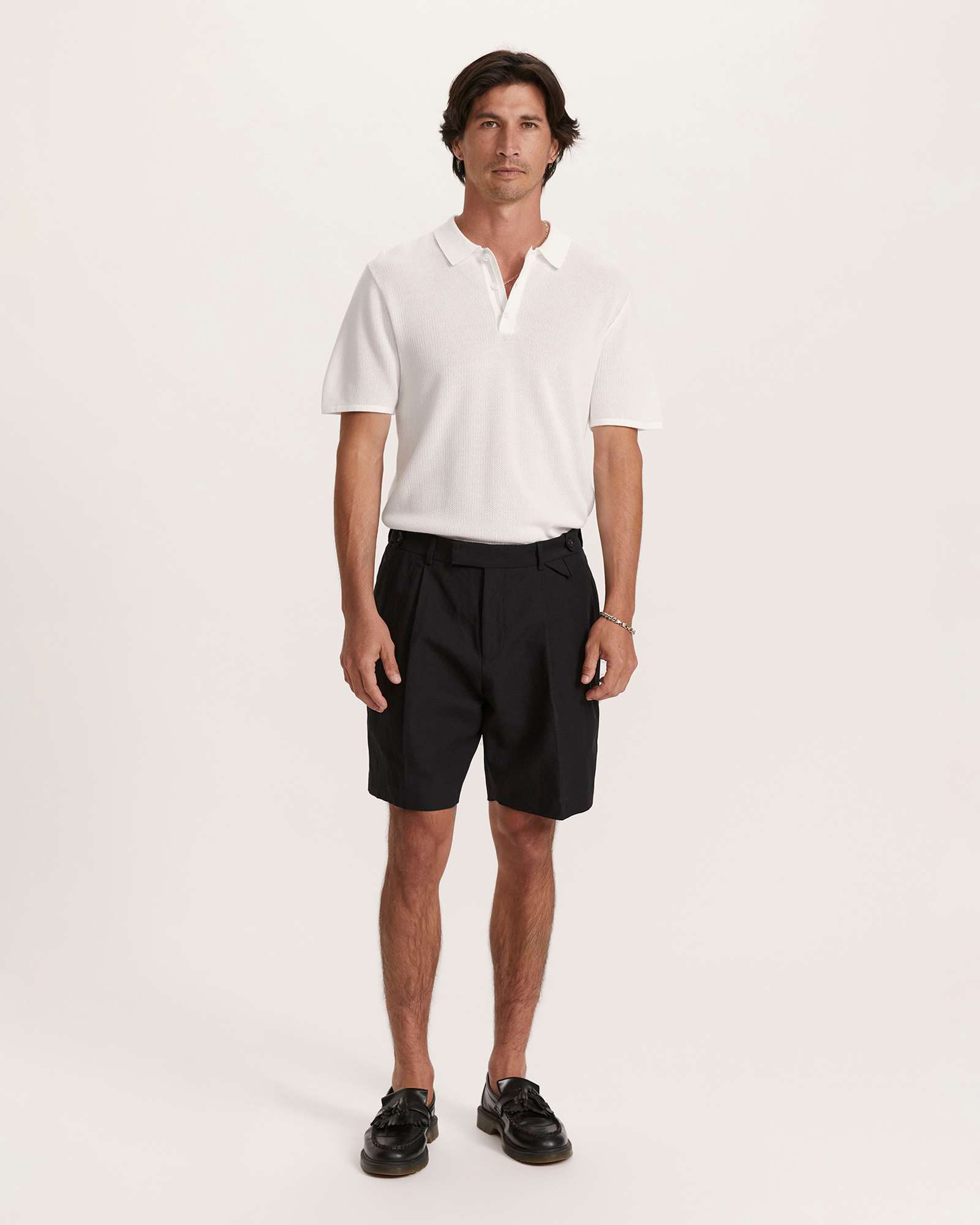Taranto Cotton Linen Pleat Front Short