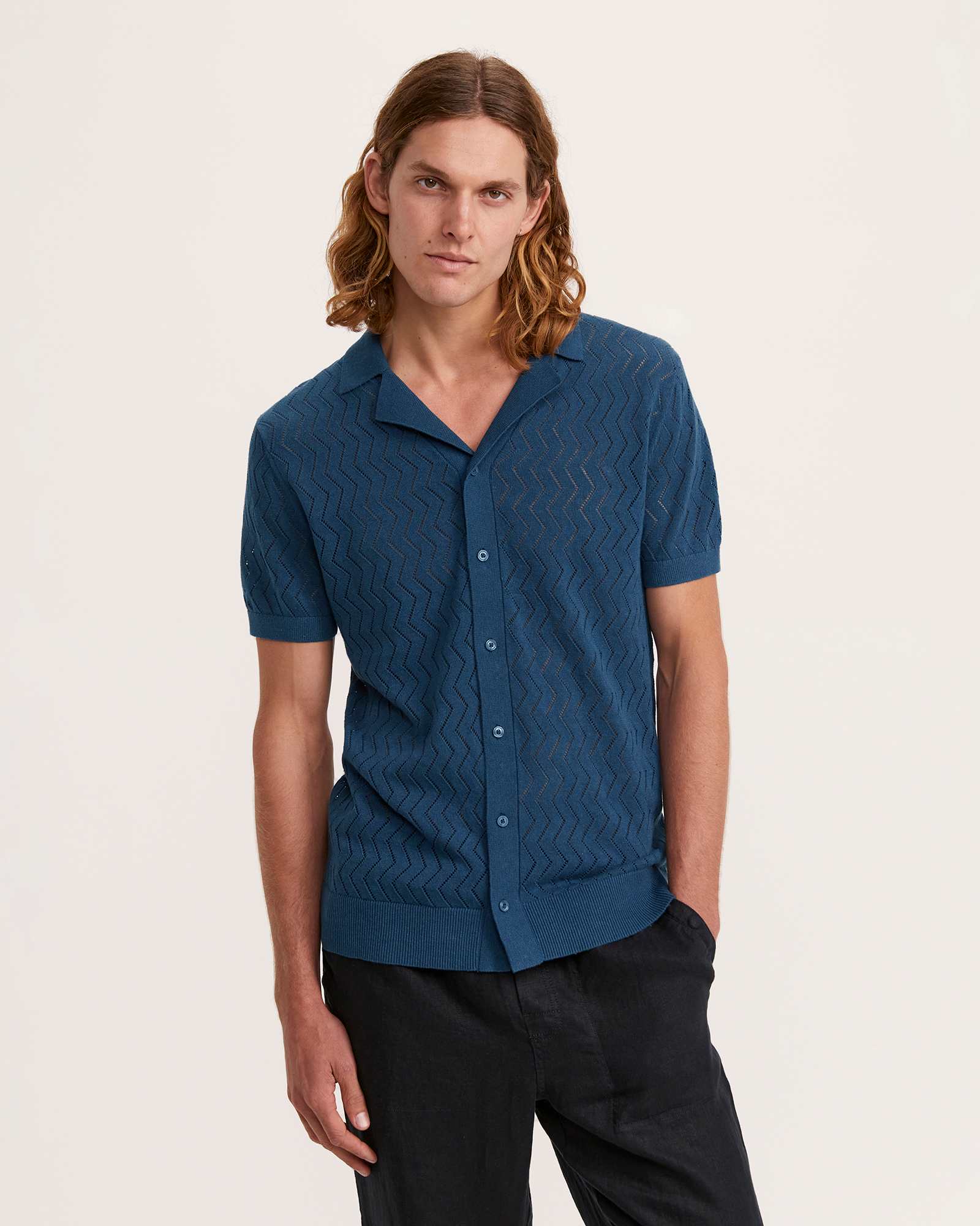 Luke Cotton Linen Knit Polo