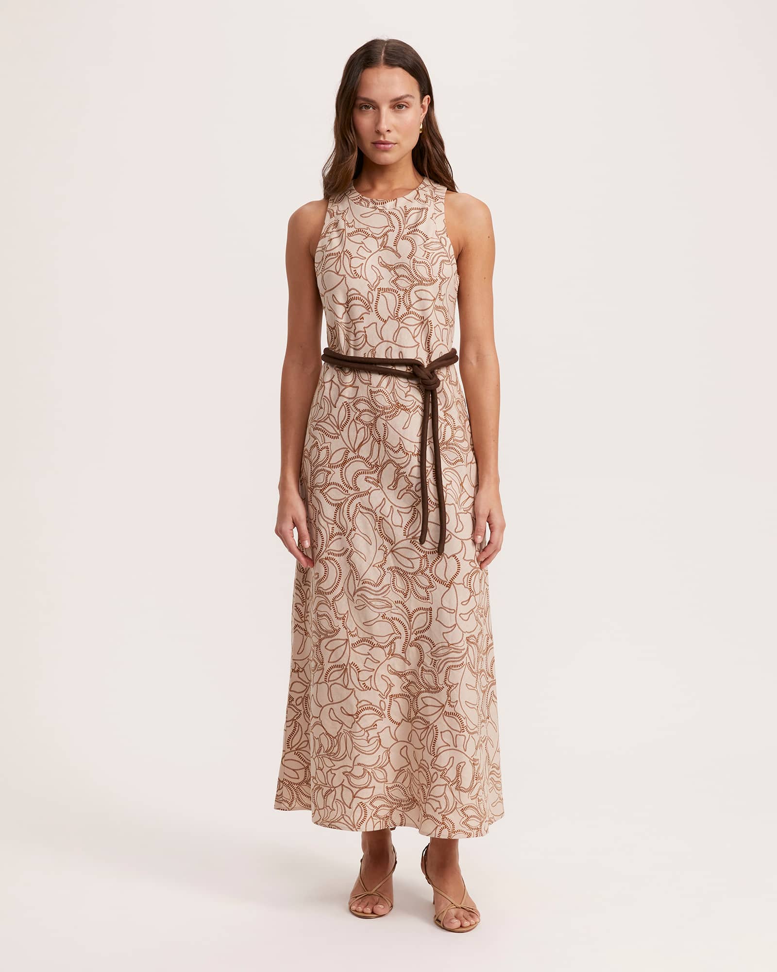 Juni Linen Bias Midi Dress