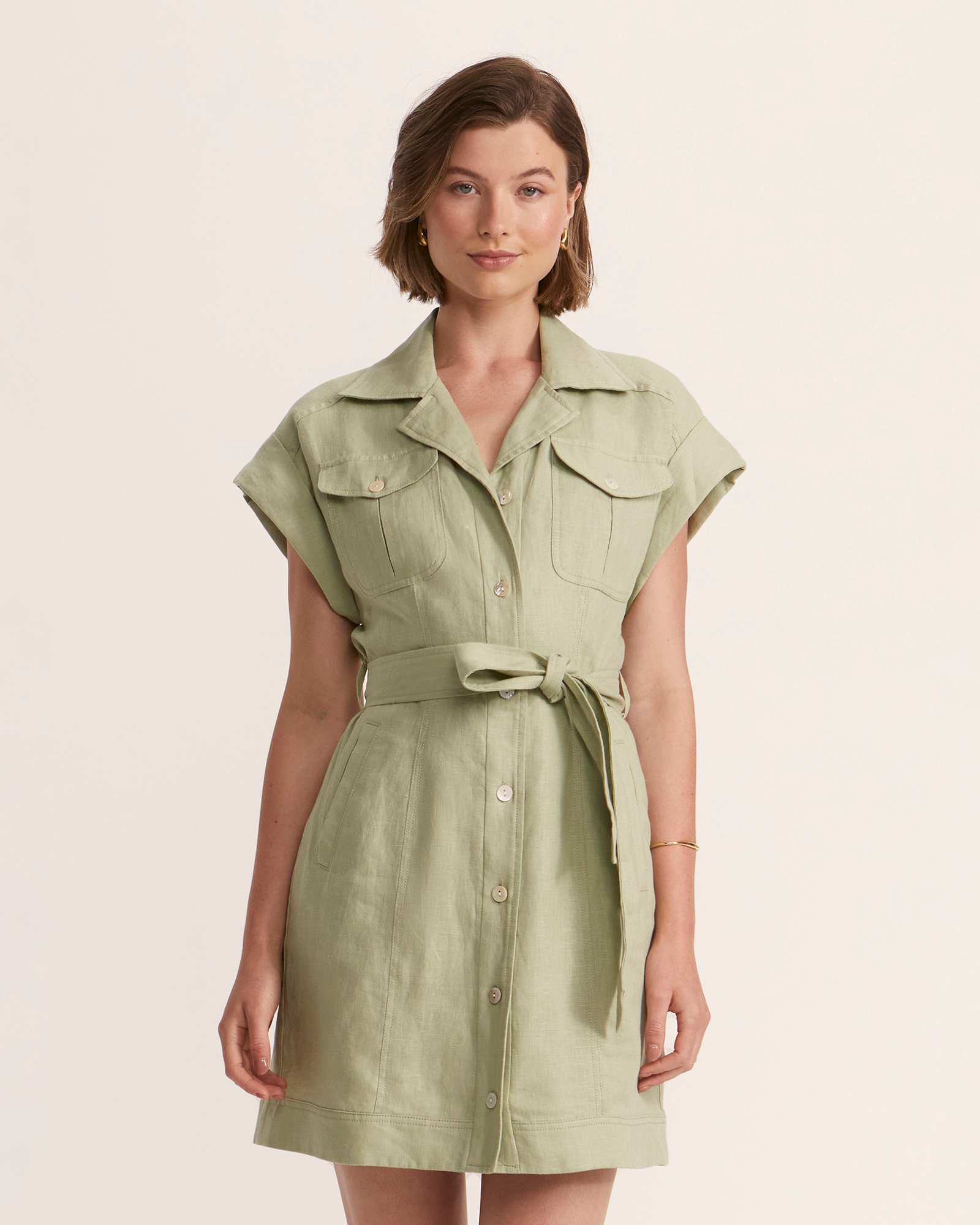 Lila Linen Utility Mini Dress