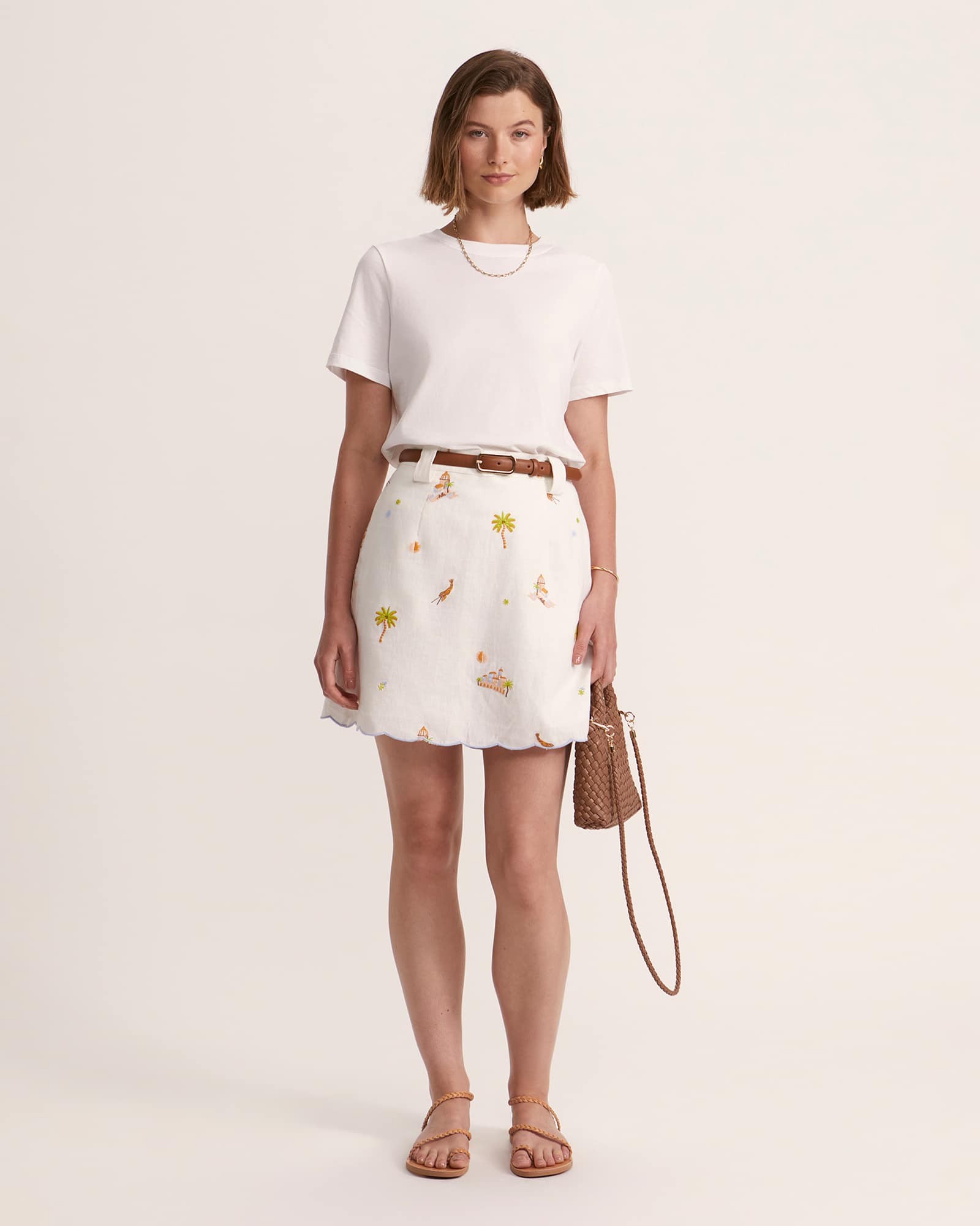 Lucia Linen Scallop Mini Skirt