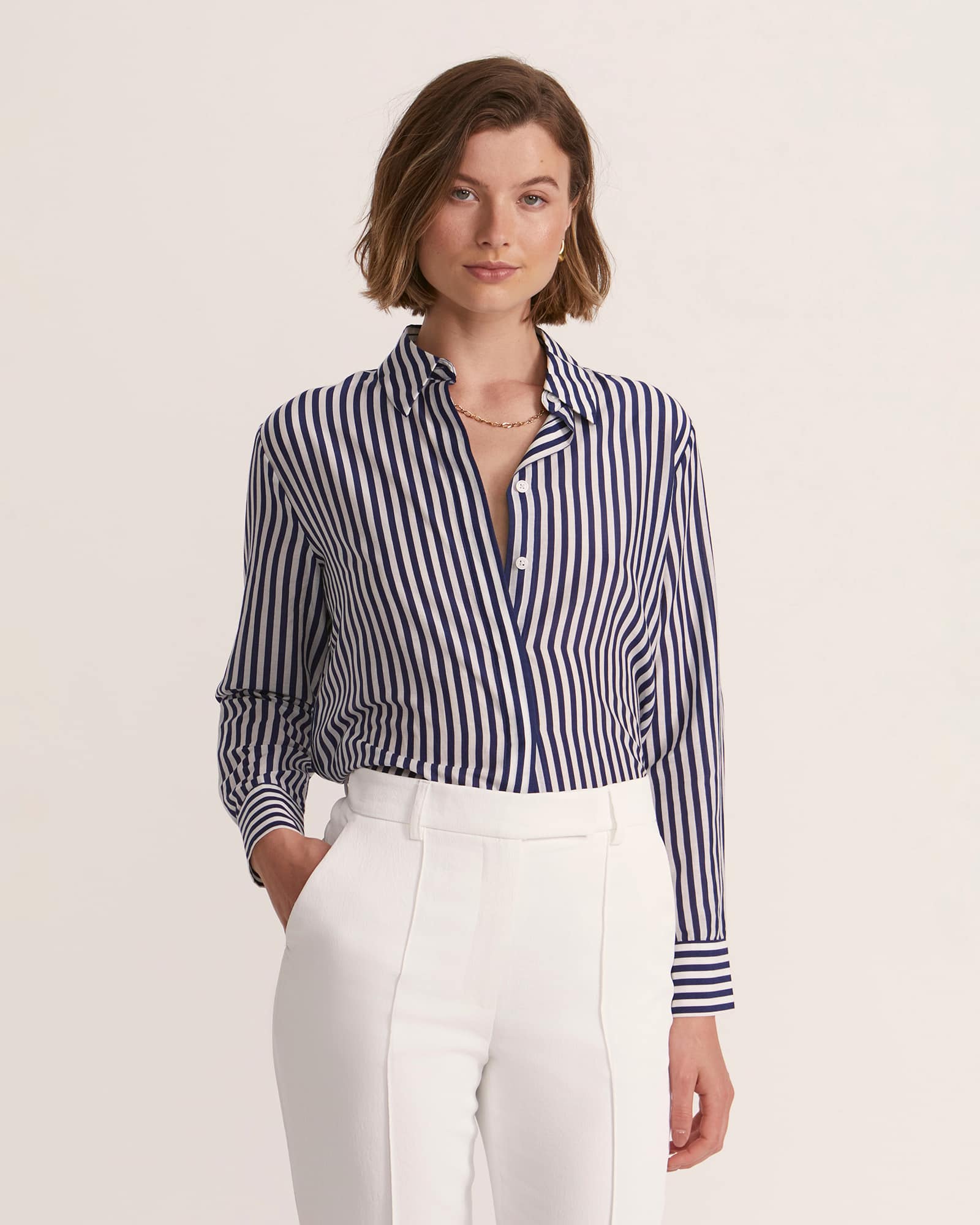 Cora Silk Cotton Boyfriend Shirt