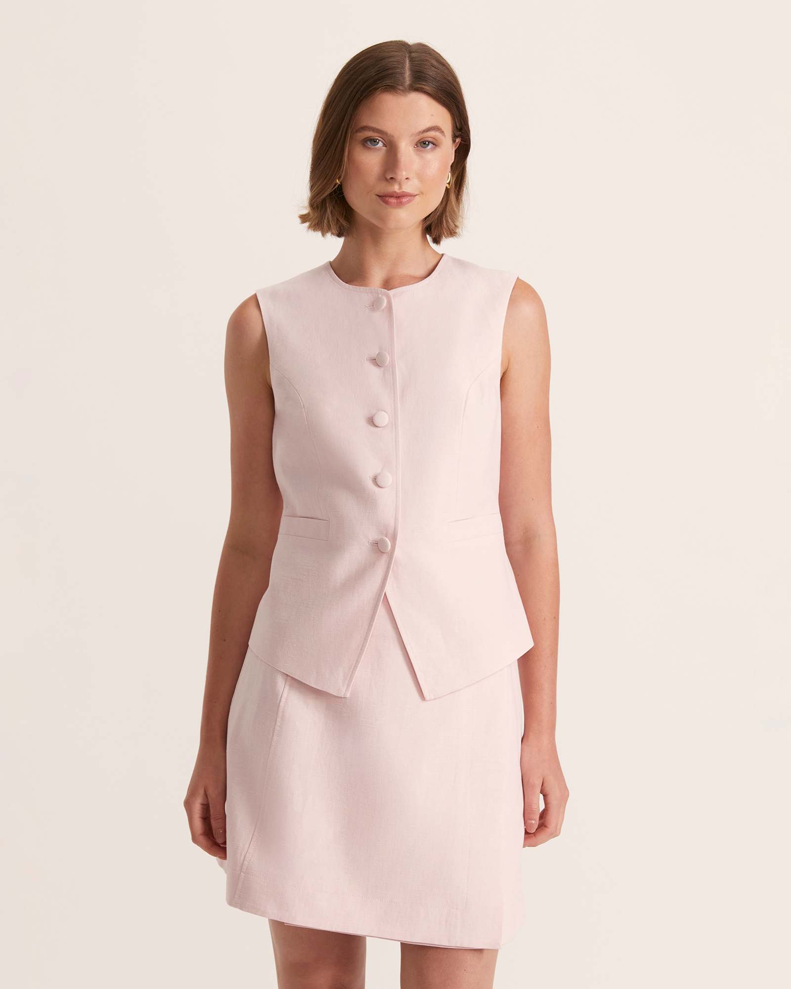 Sienna Linen Crew Vest