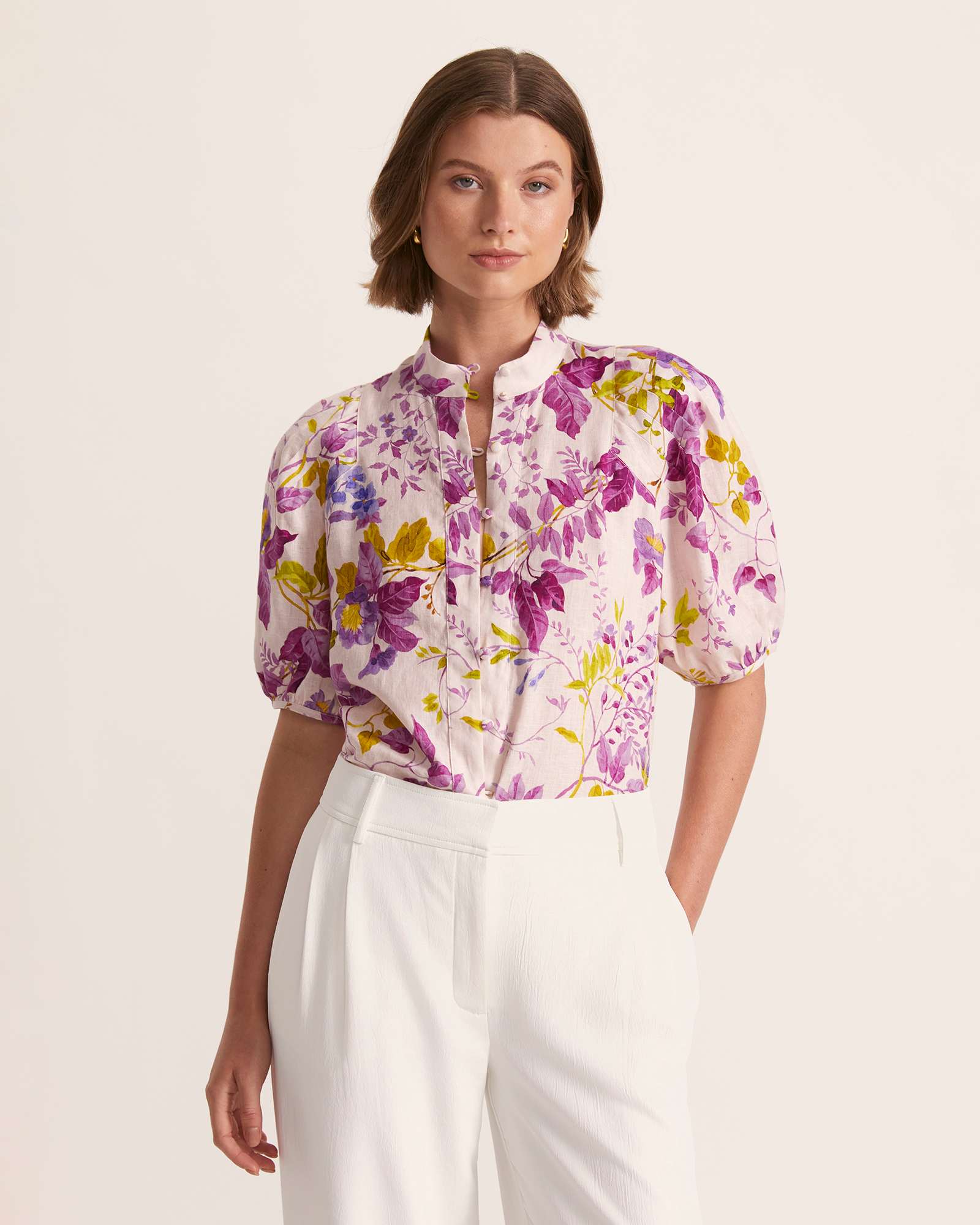 Wildflower Linen Puff Sleeve Blouse