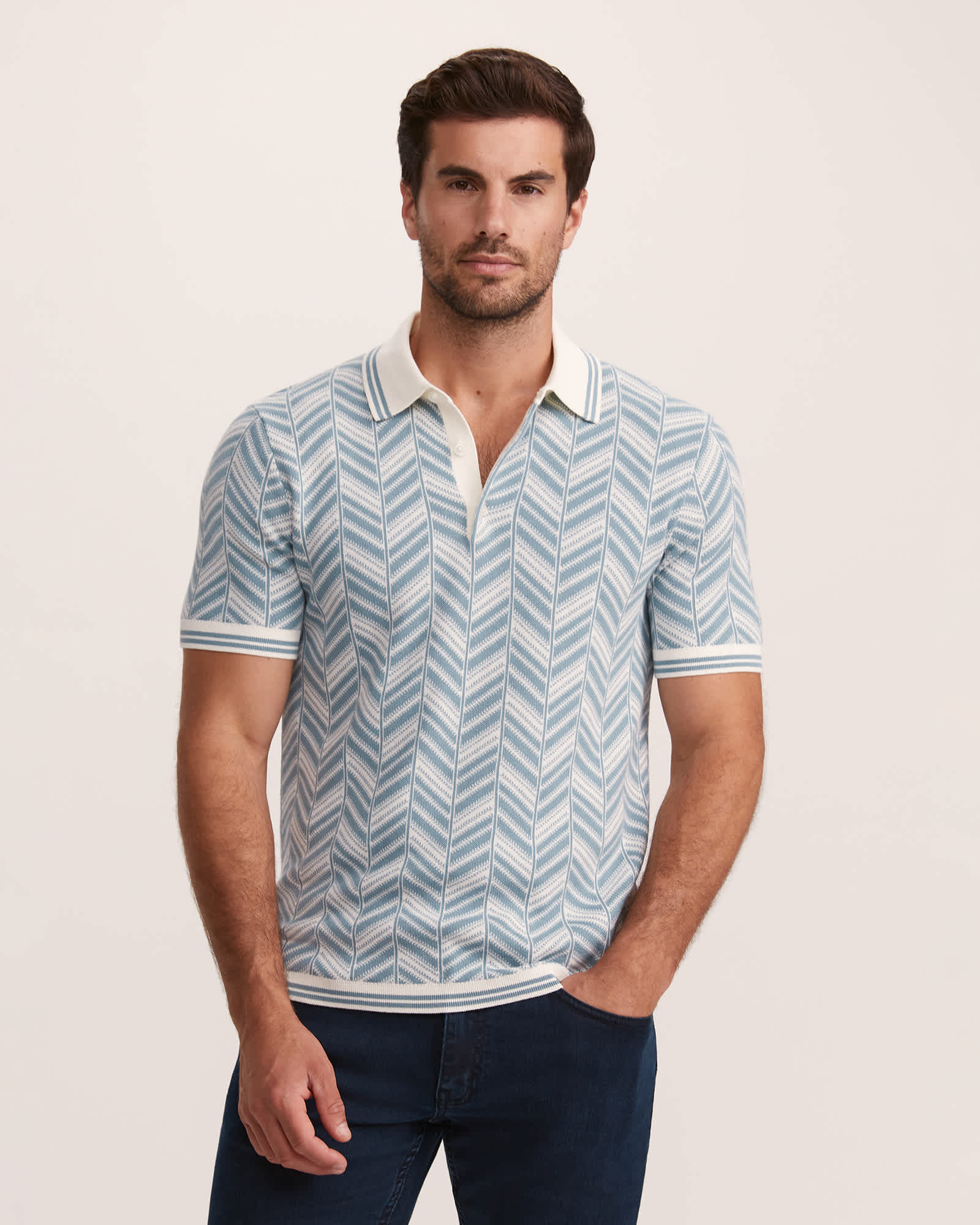 Monte Chevron Cotton Knit Polo