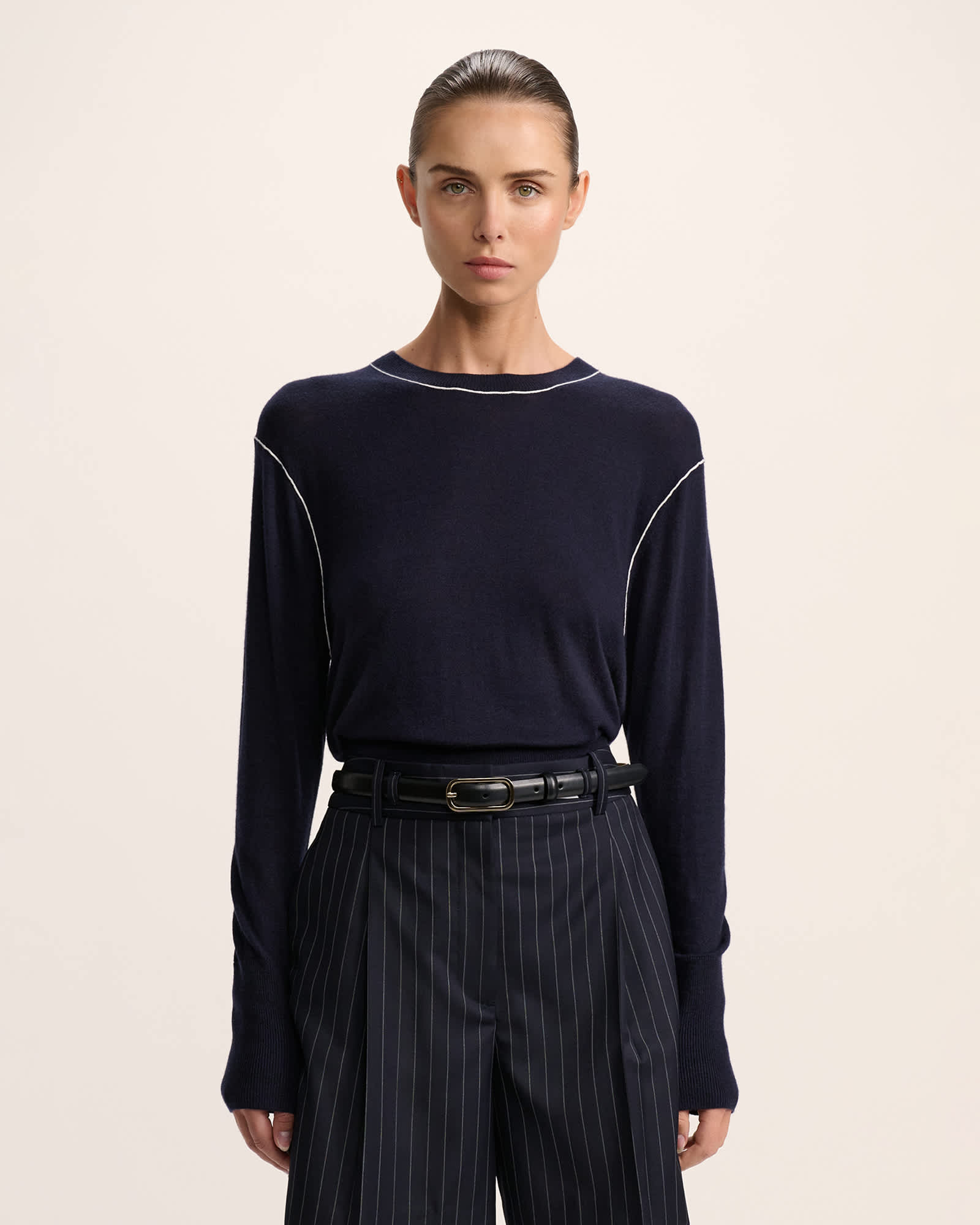 Laura Contrast Crew Knit