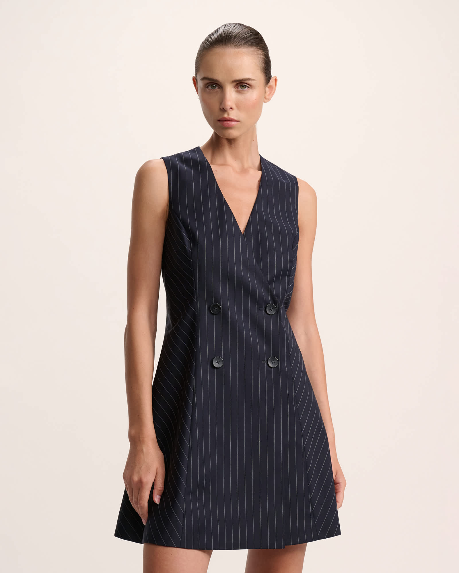 Polly Pinstripe Mini Dress