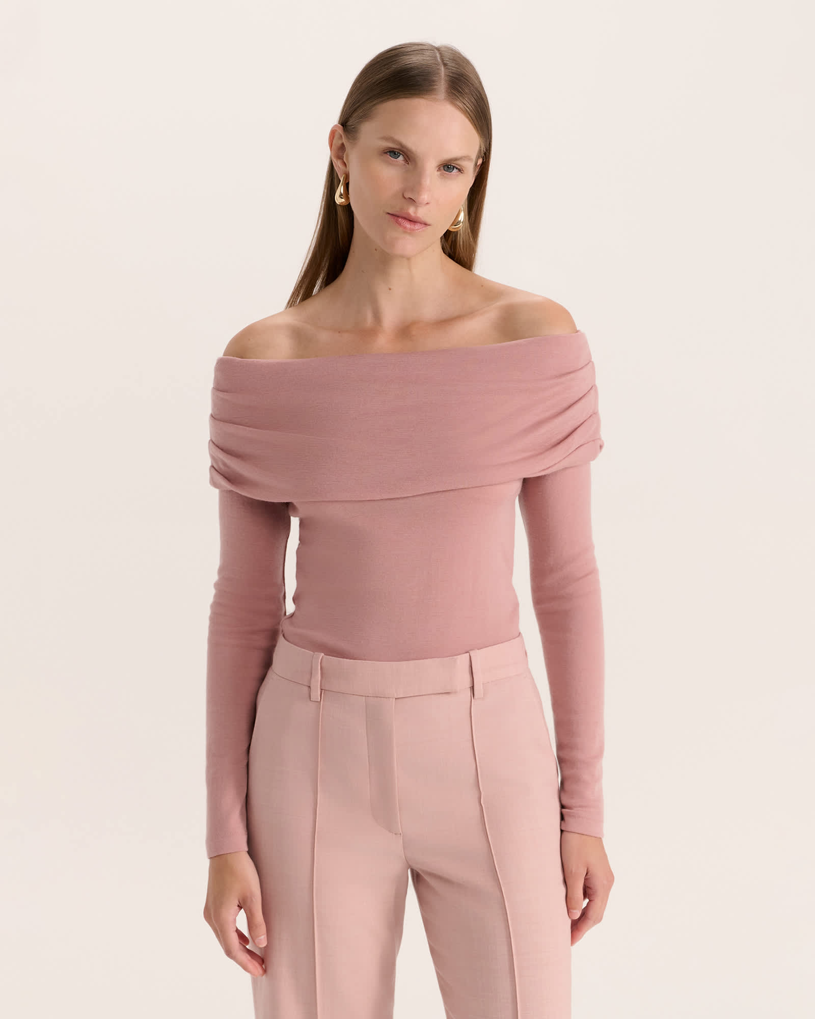 Coco Off Shoulder Long Sleeve Wool Top