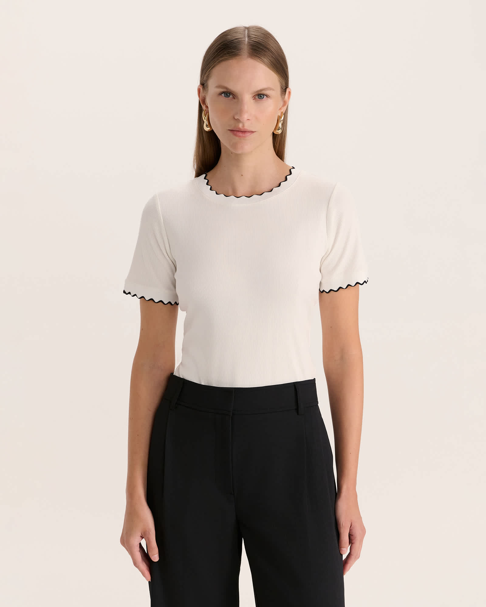 Emilie Tipped Ribbed Tee