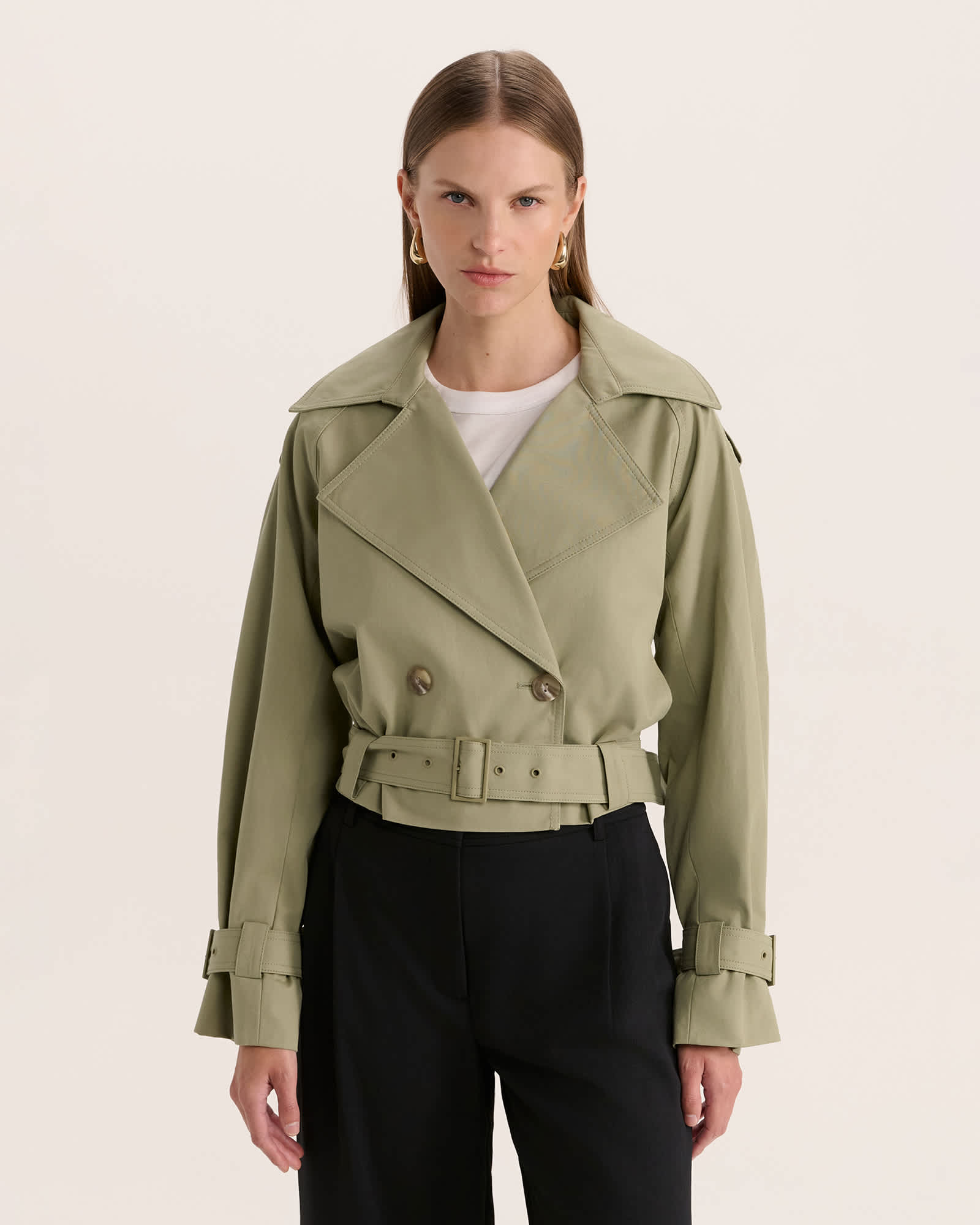 Lana Cropped Cotton Trench