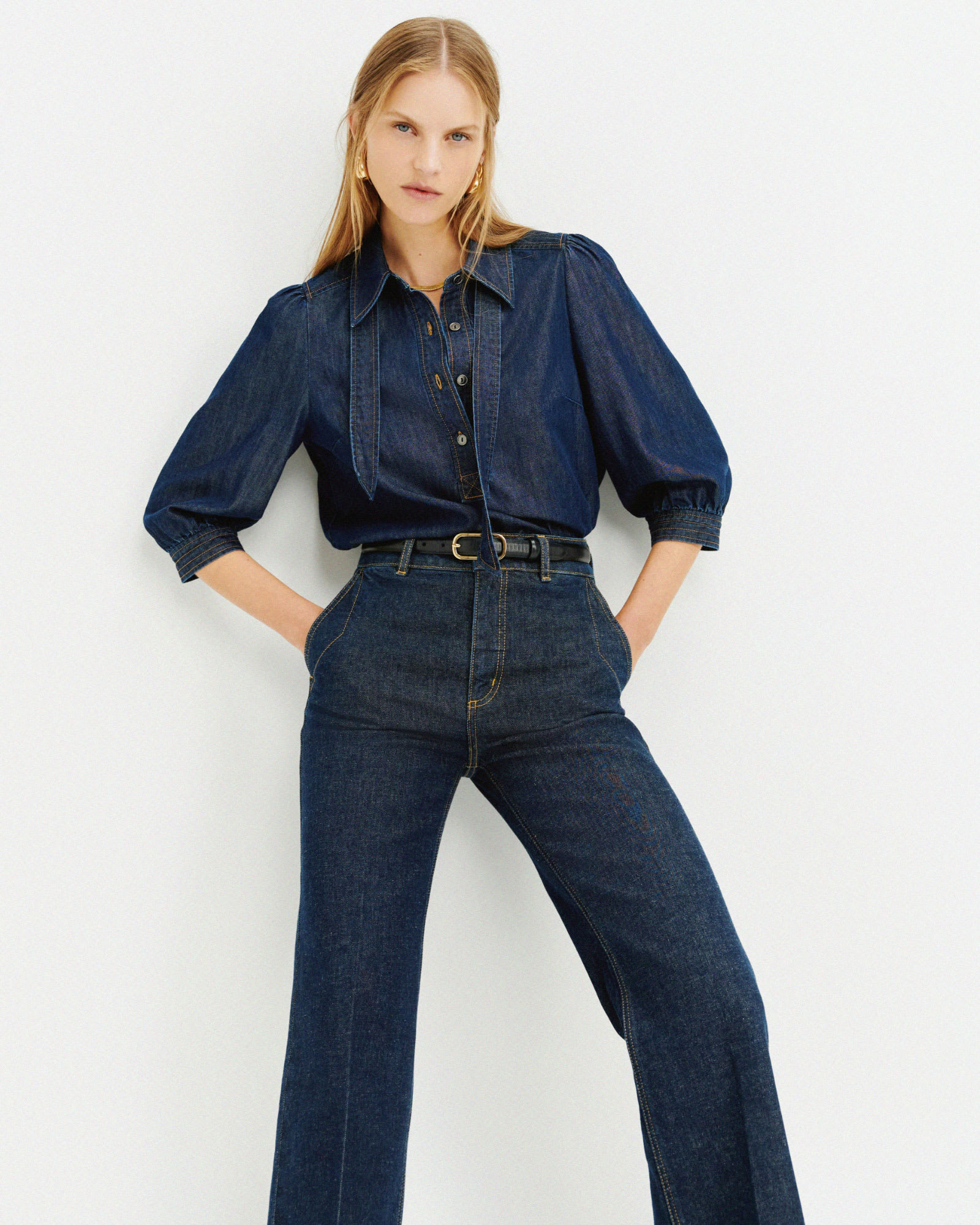 Bridie Puff Sleeve Denim Shirt