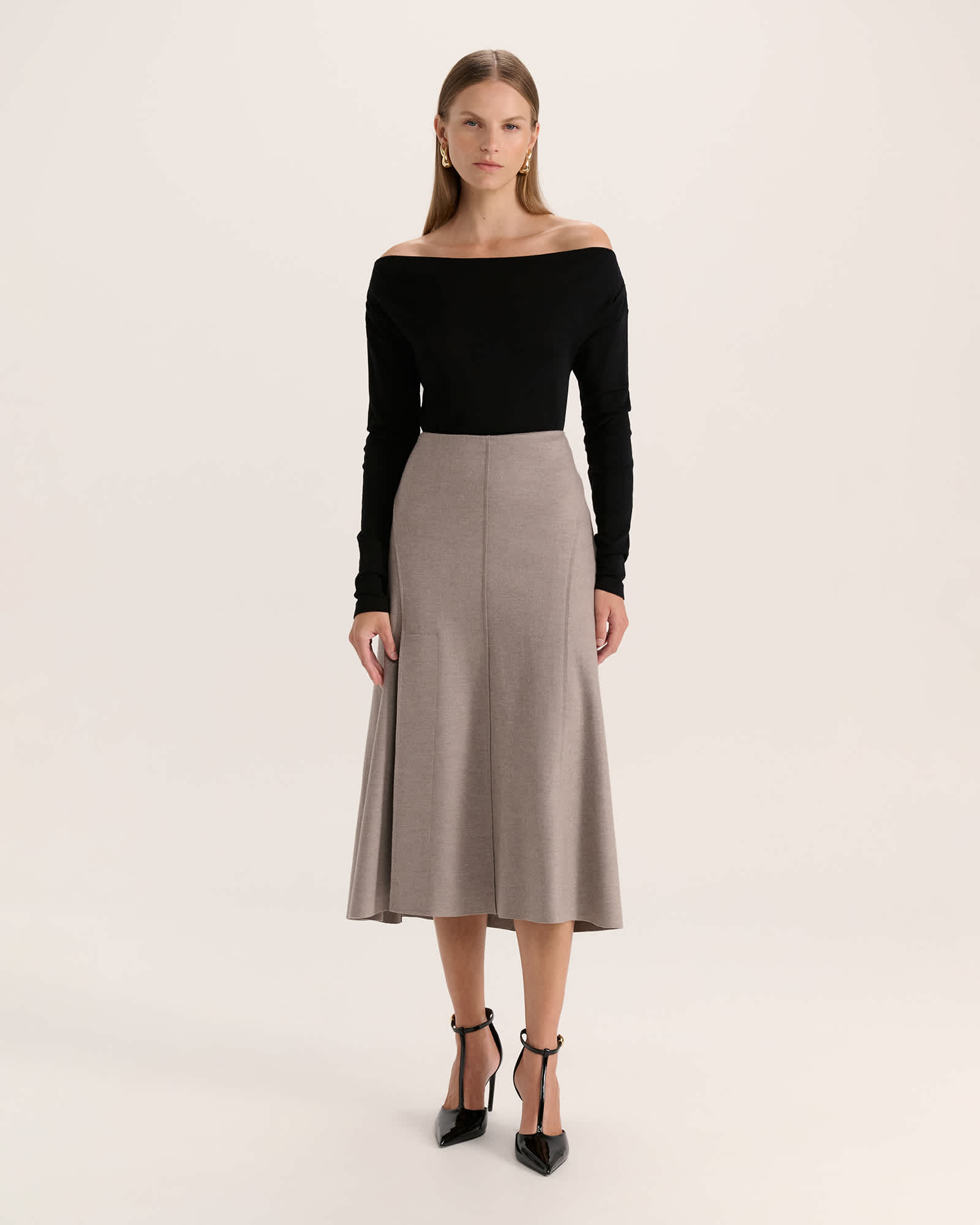 Karla Wool Panel Midi Skirt