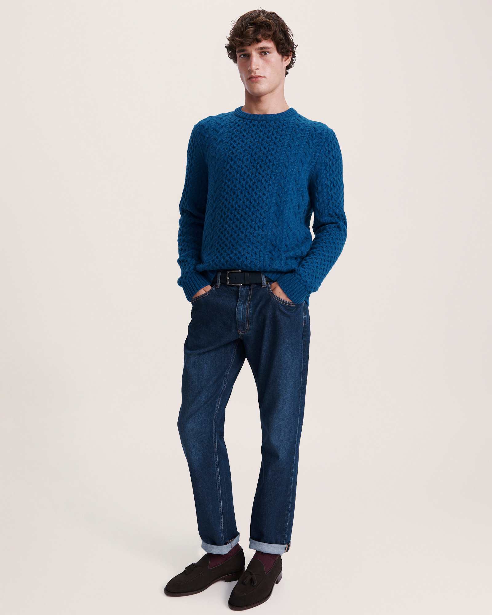 Claude Cable Merino Wool Crew Knit