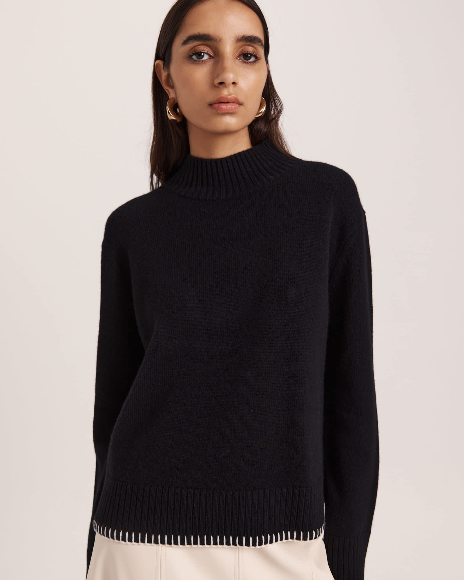 Claudia Stitched Edge Wool Sweater