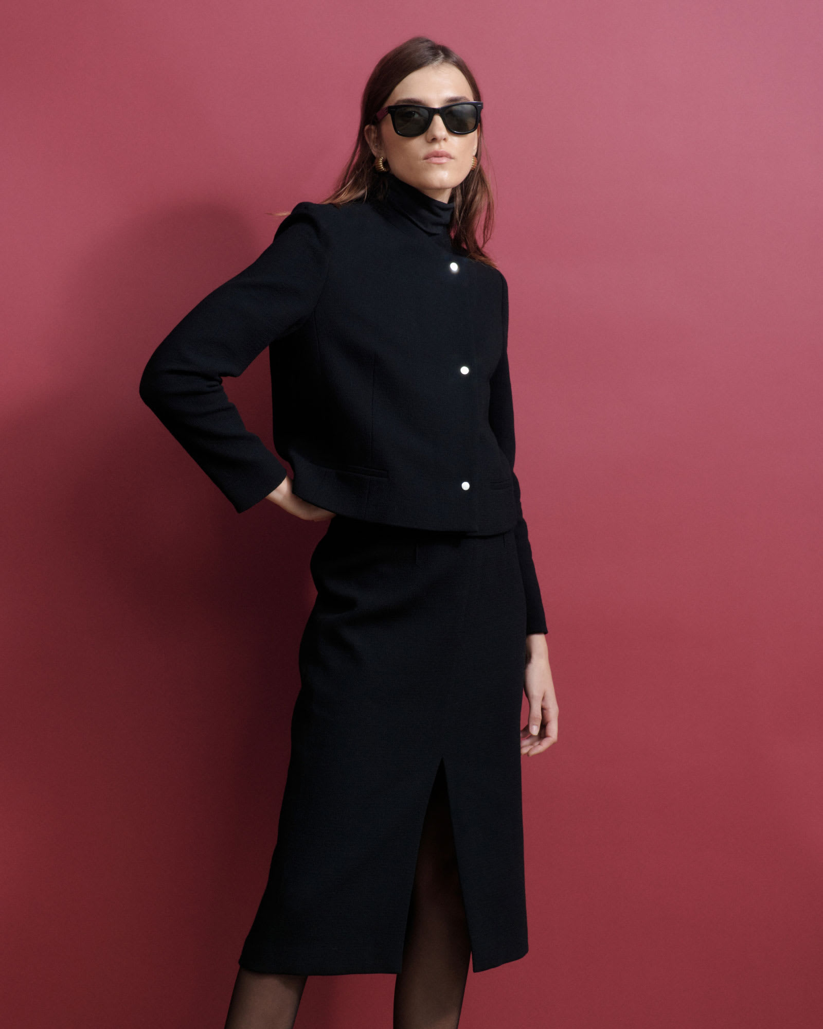 Raya Wool Crepe Pencil Skirt