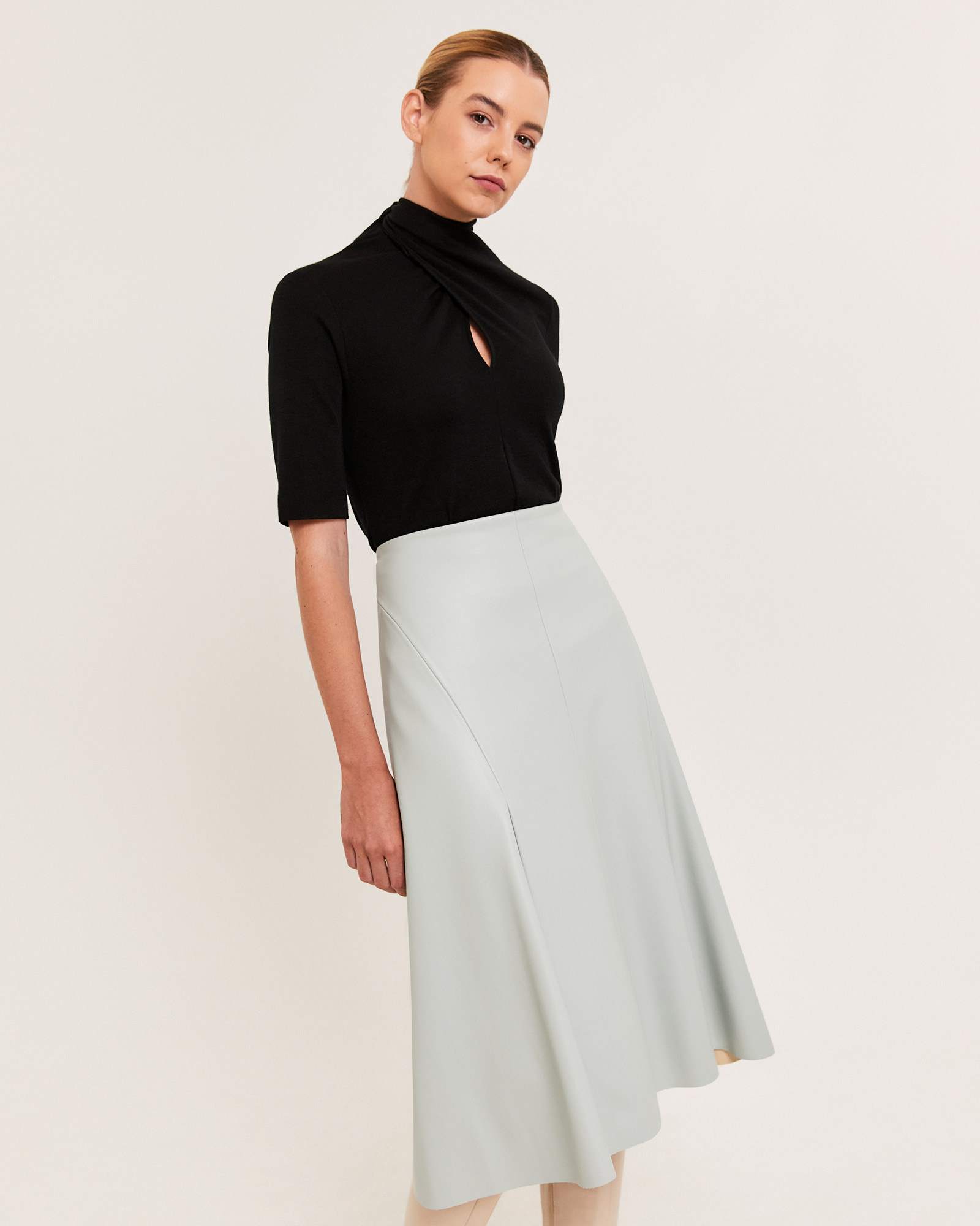 Viv Vegan Leather Midi Skirt SABA