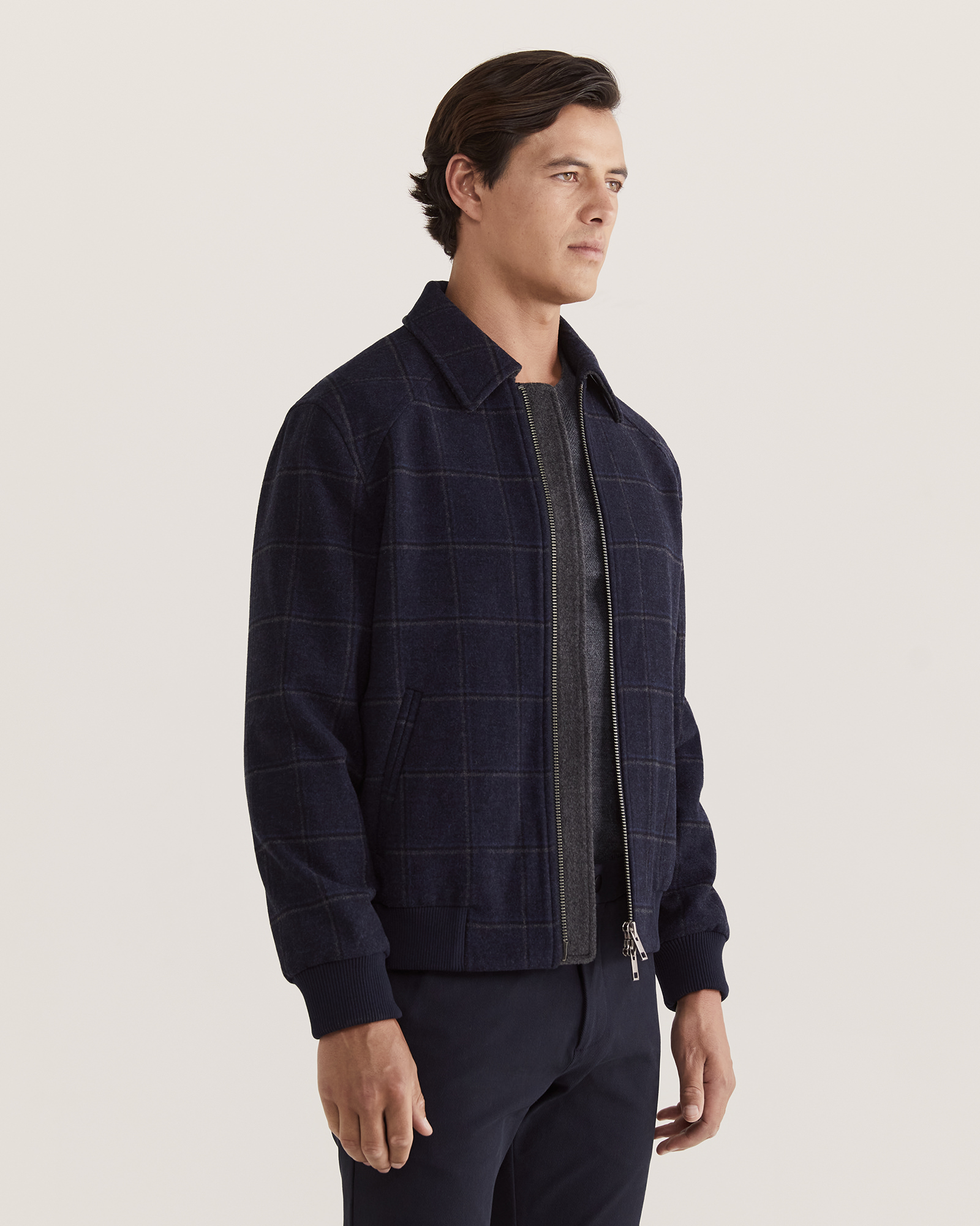 Grey check bomber jacket hotsell