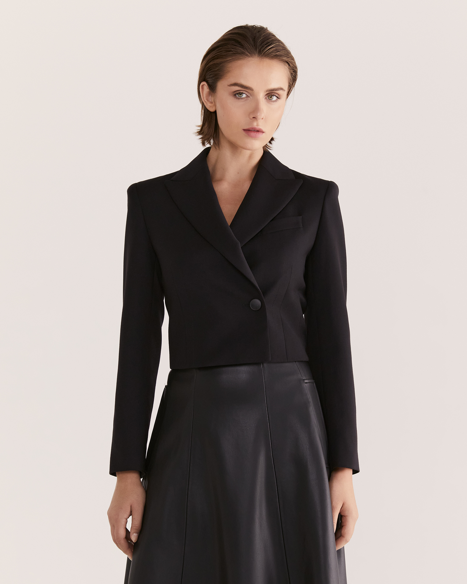 Cropped wool coat womens clearance