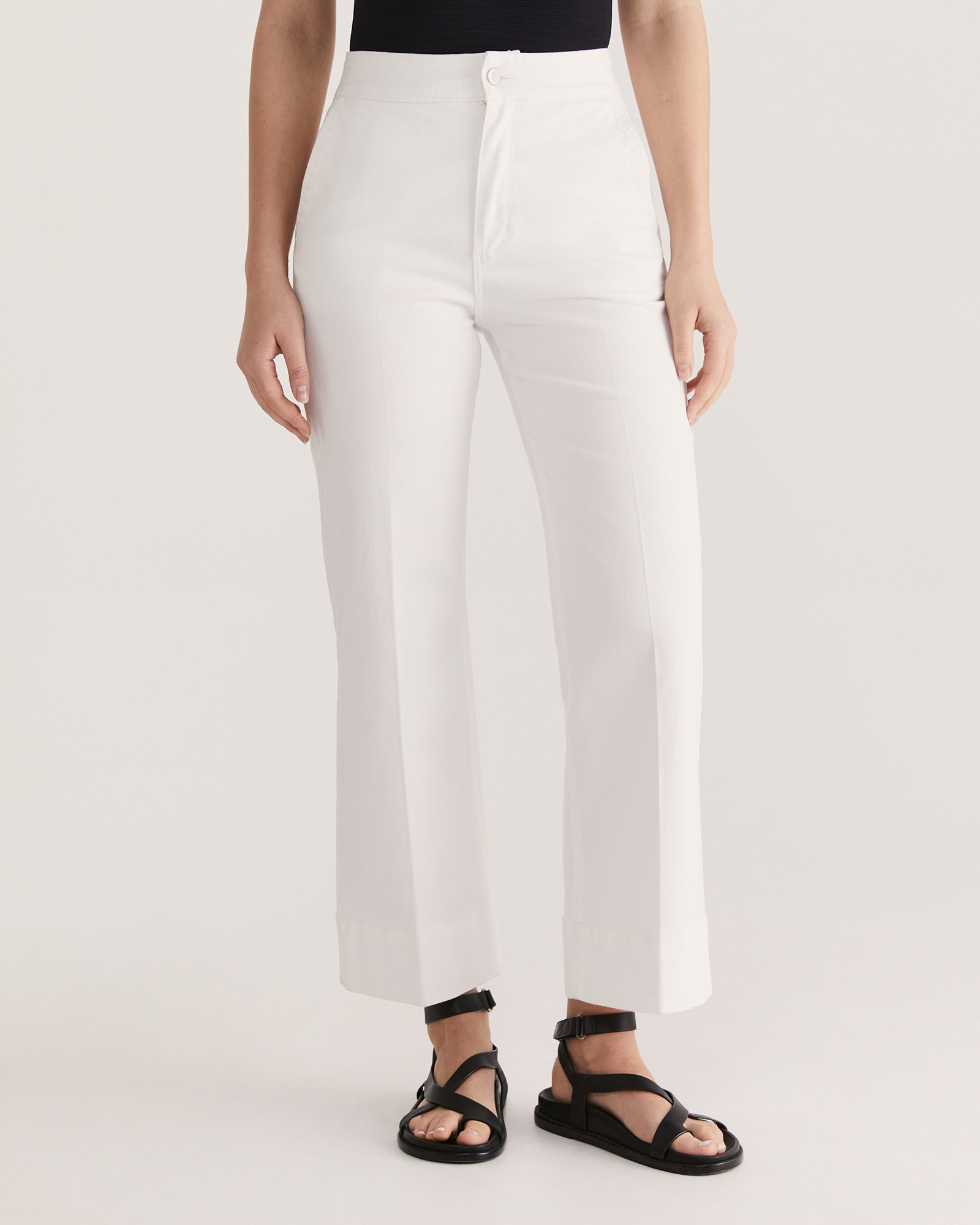 White wide leg crop on sale