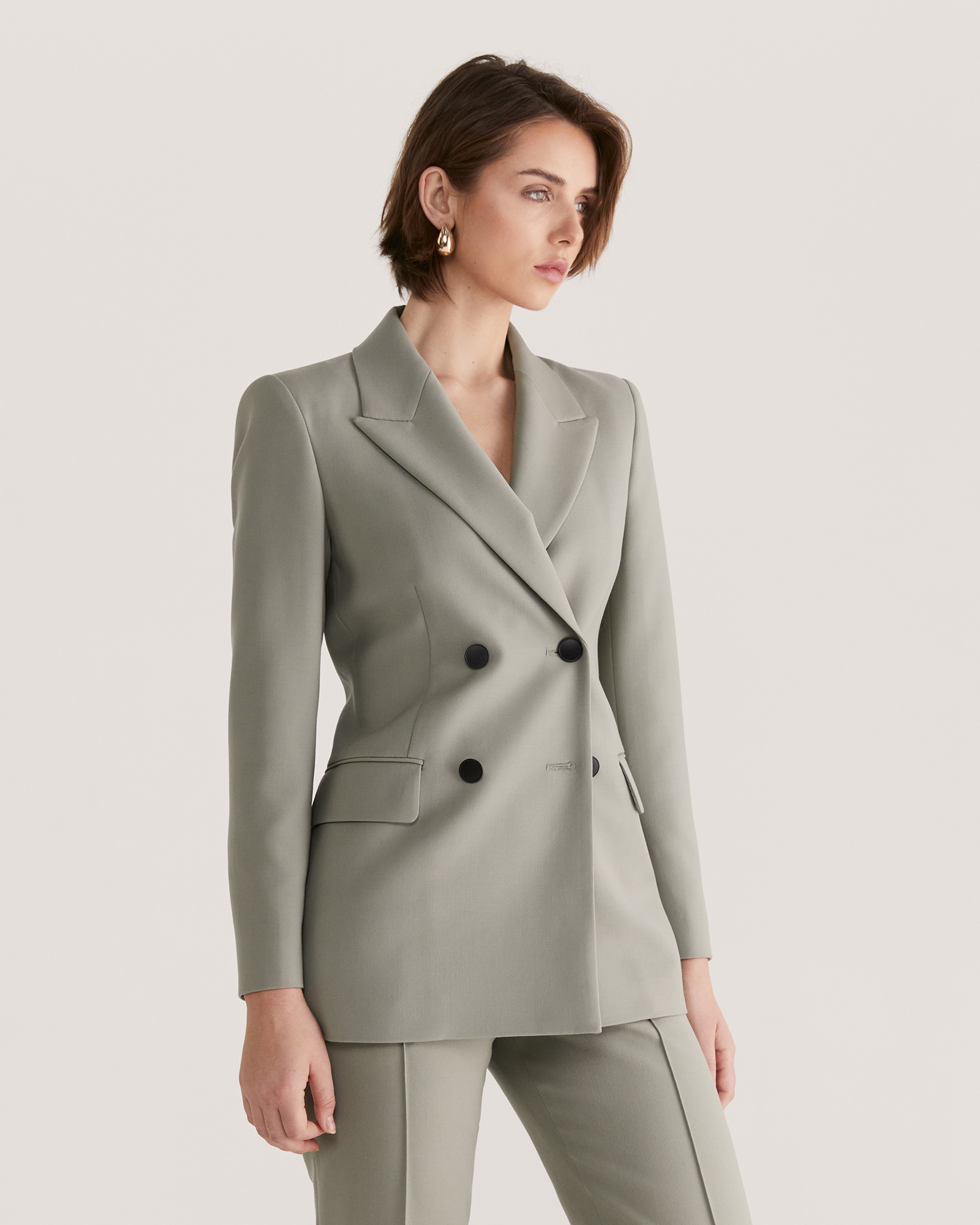 Green double breasted blazer online