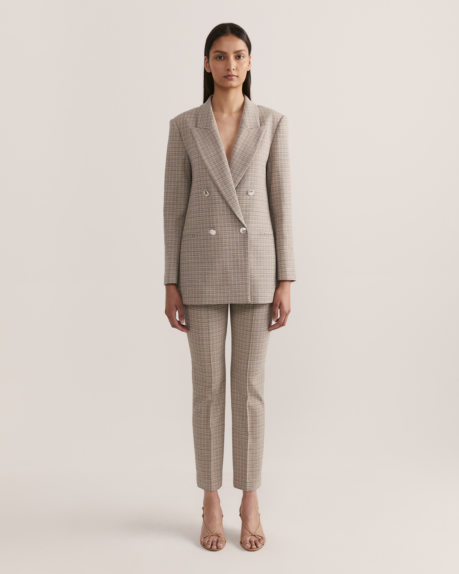 Checked double clearance breasted blazer