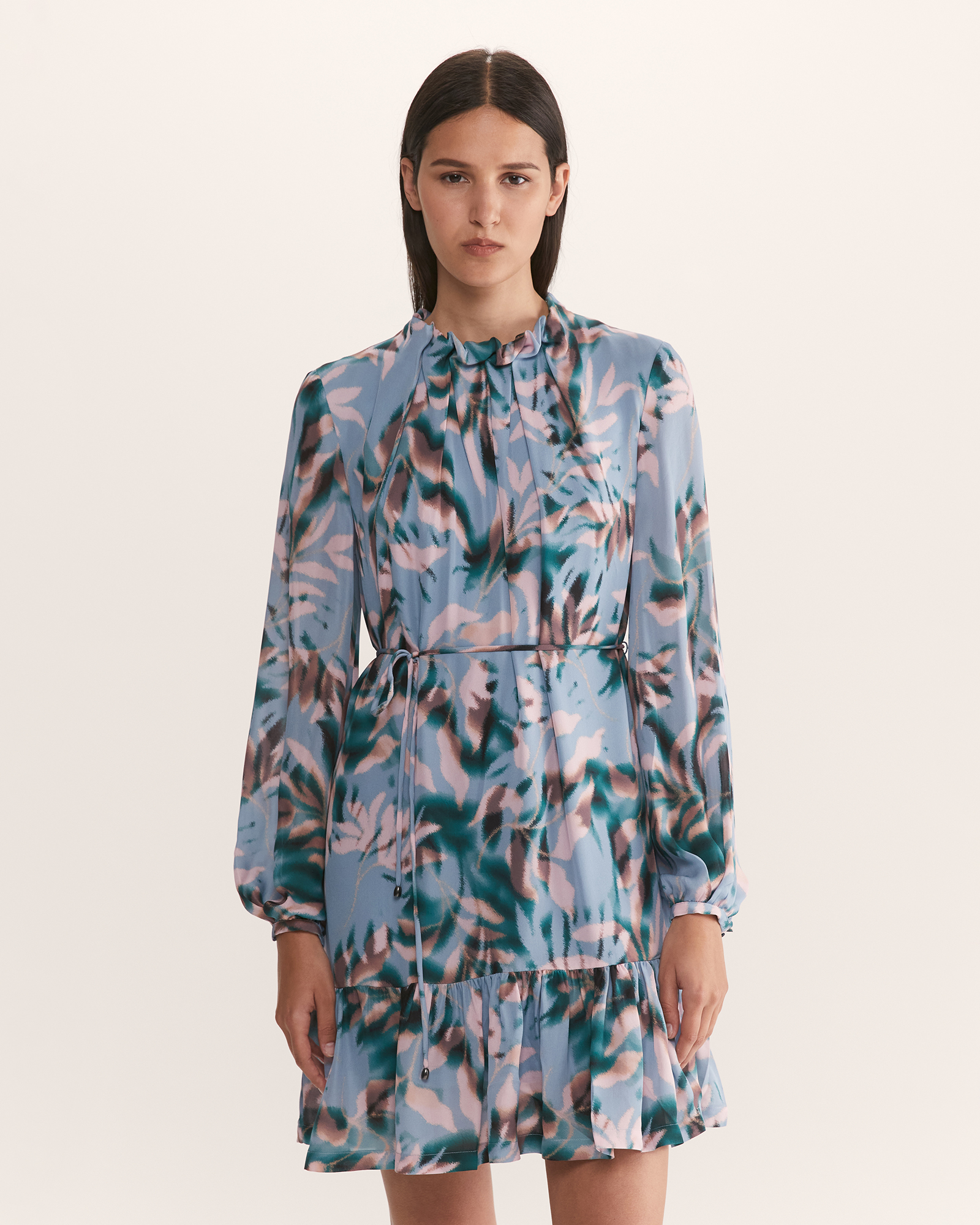Lumina Silk Long Sleeve Mini Dress
