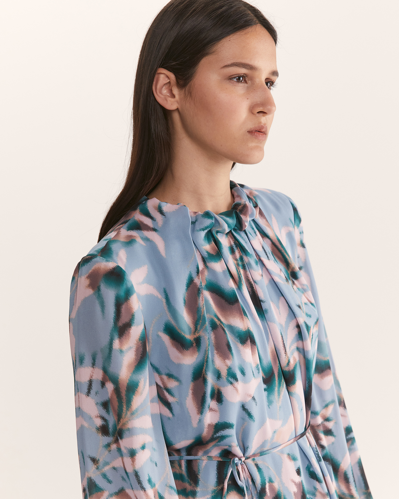 Lumina Silk Long Sleeve Mini Dress SABA