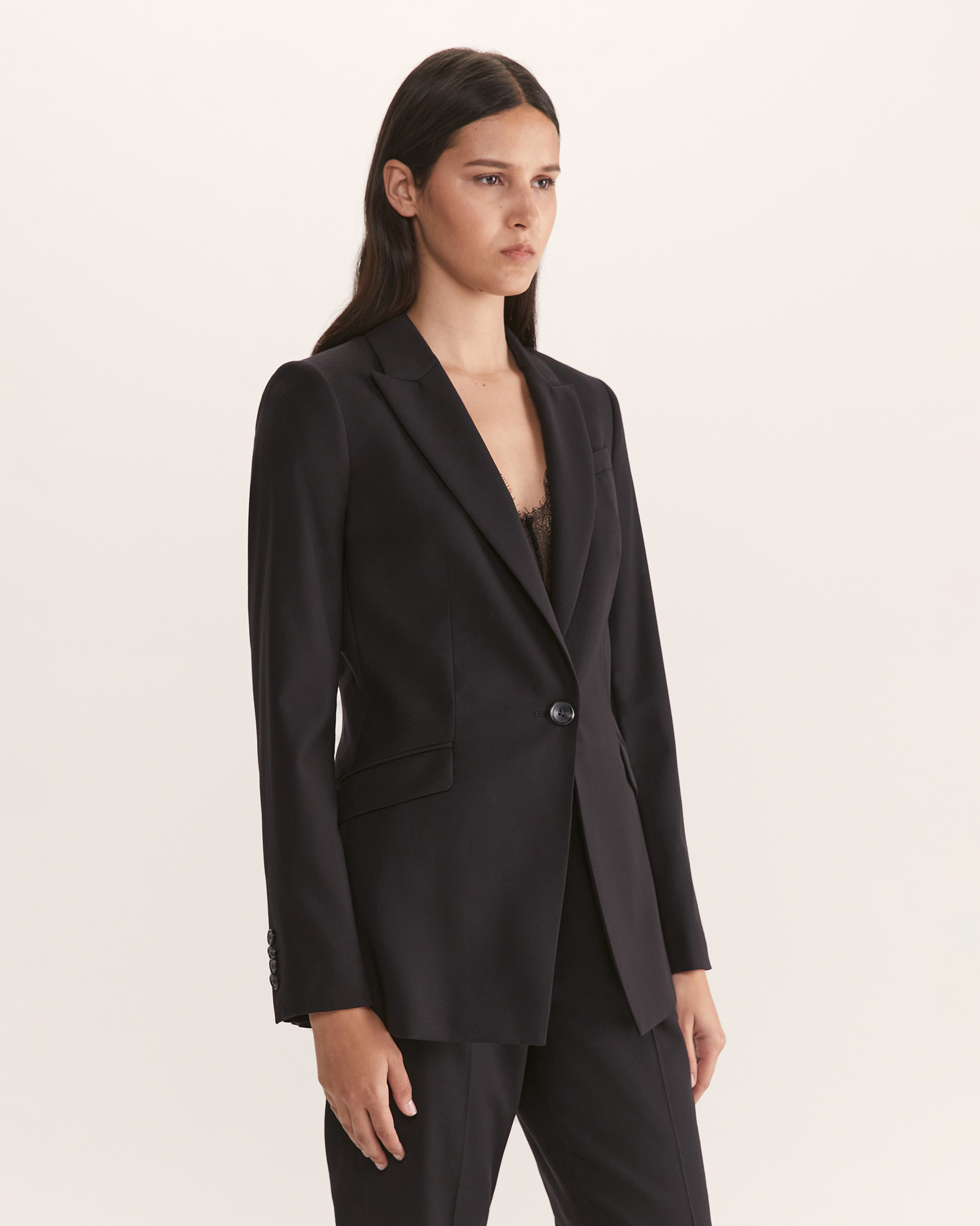 Black wool blend Pant Suit