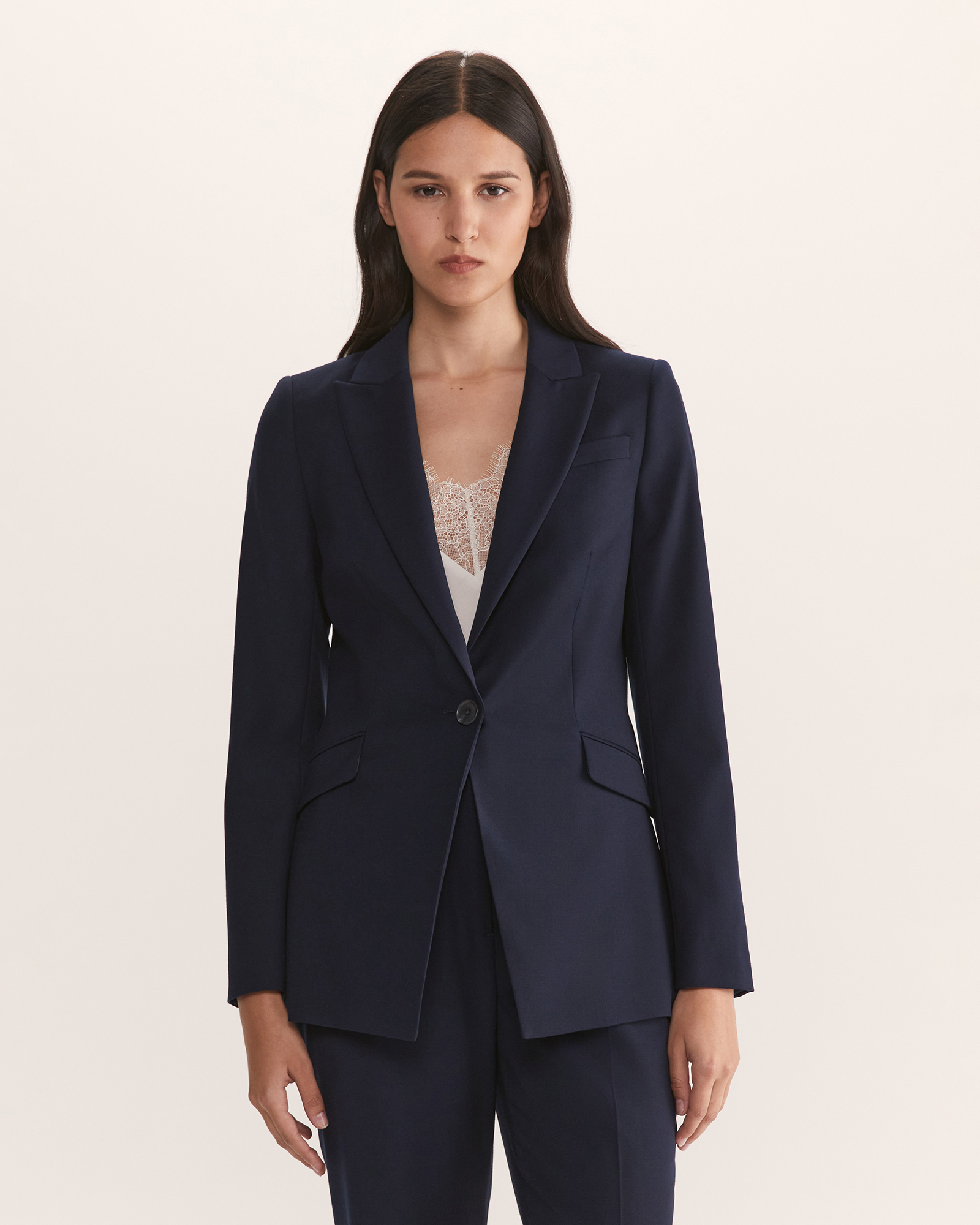 Navy blue wool blazer womens hotsell