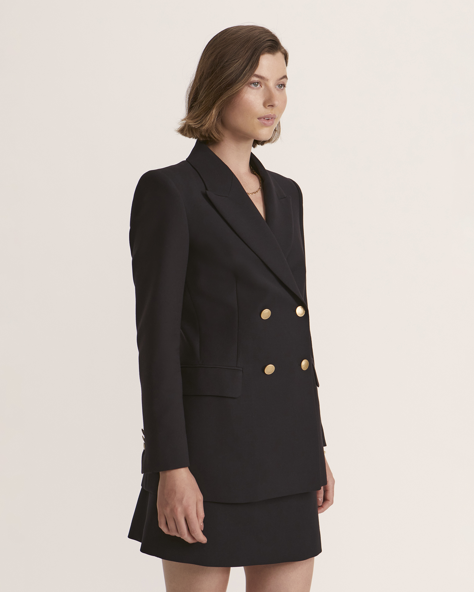 Celeste Wool Double Breasted Blazer in Black SABA